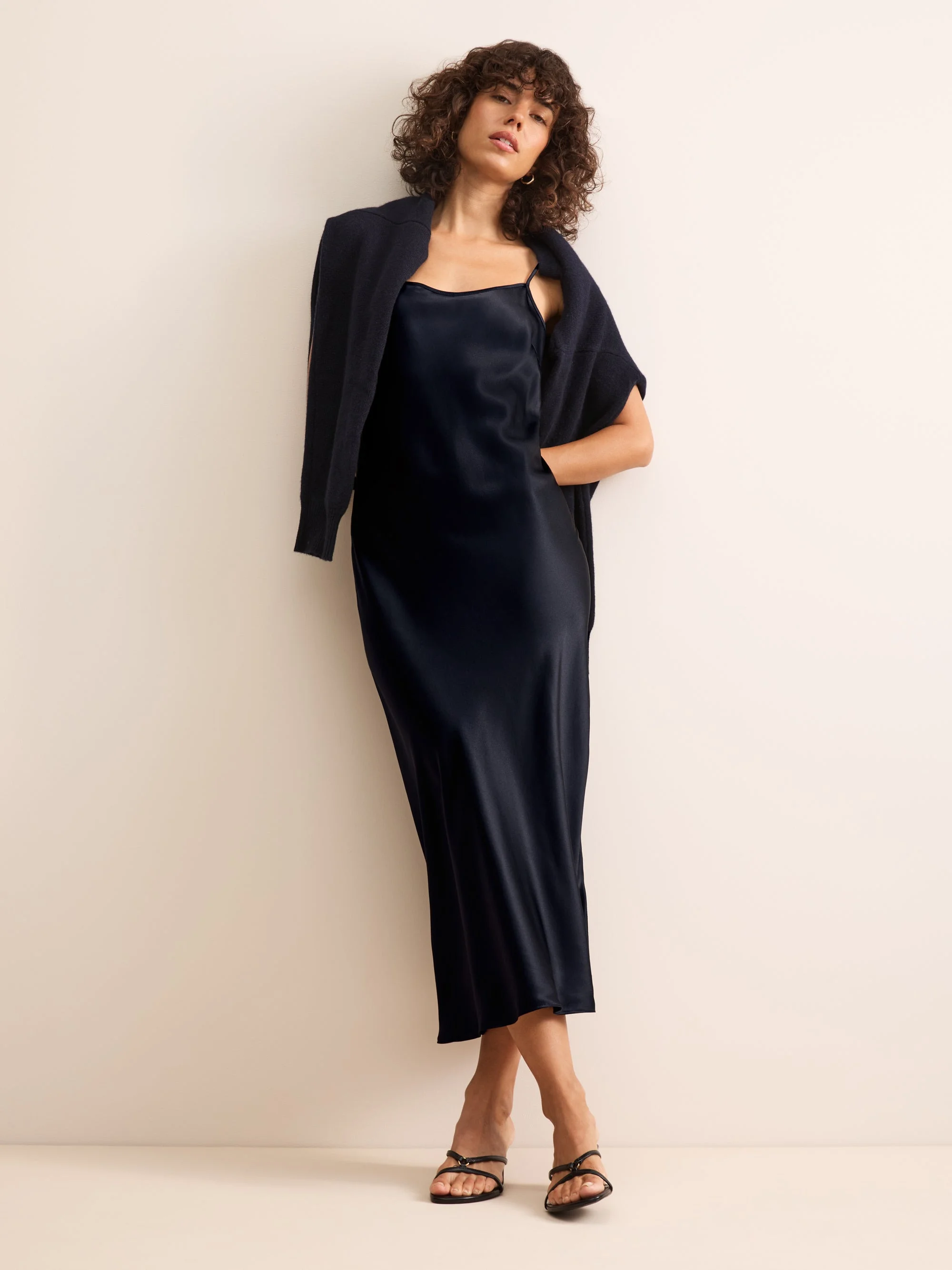 Bailey Silk Slip Nightdress Navy Blue - 1