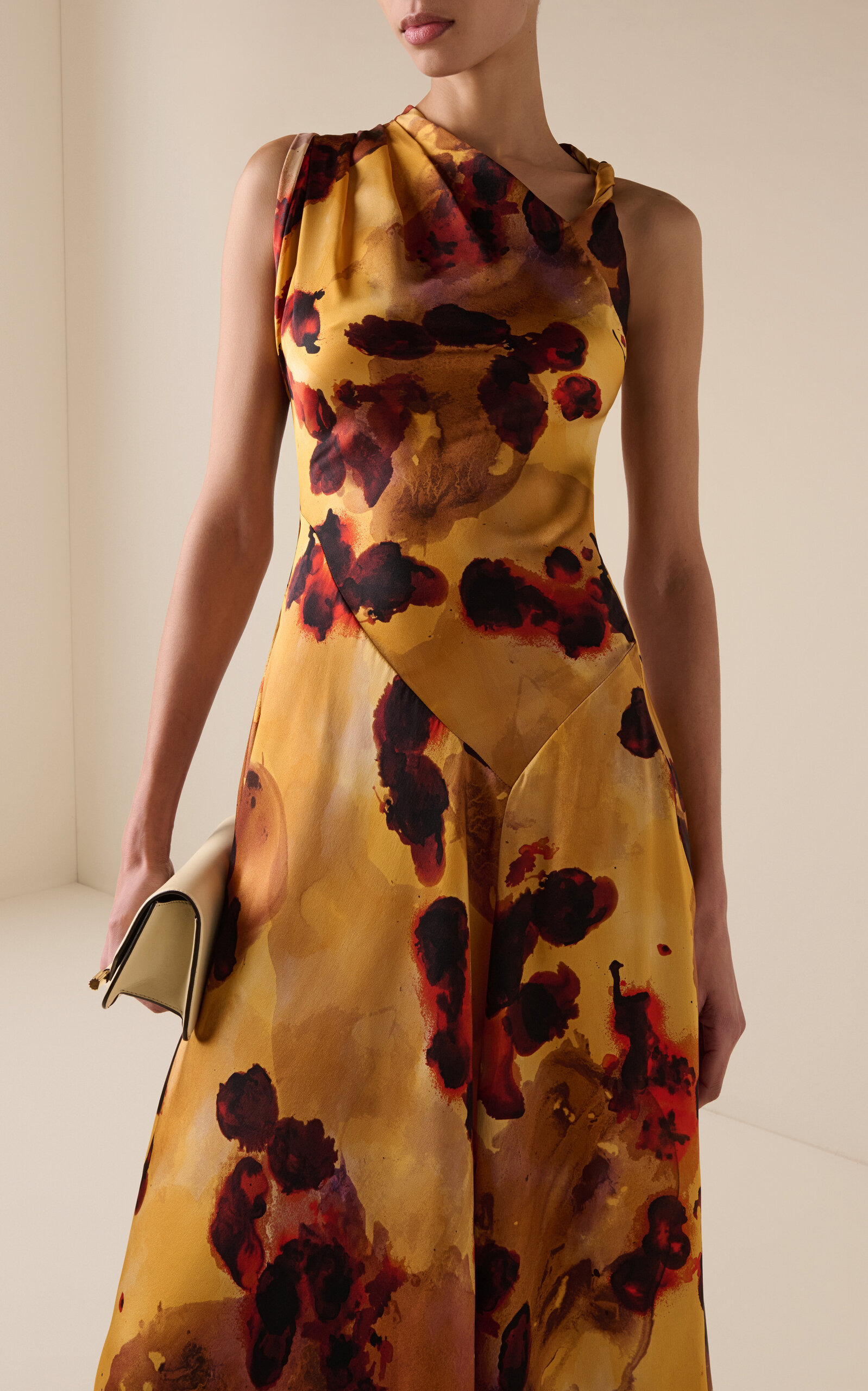 Asymmetric Silk Midi Dress multi - 3