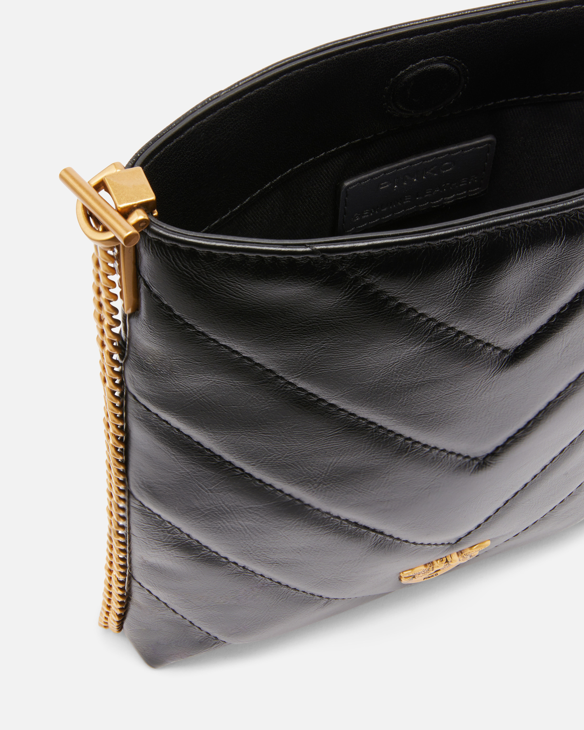 SMALL FLAT SHOULDER POUCH IN CHEVRON-PATTERNED LEATHER - 4