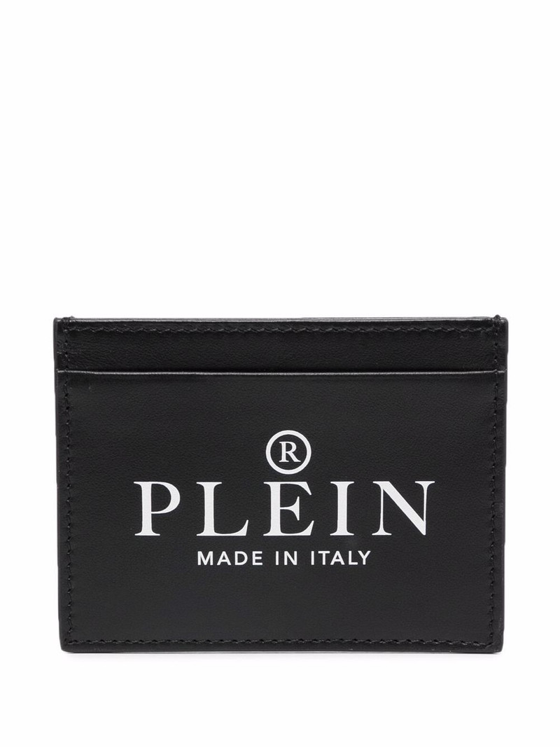 logo-print leather cardholder 1