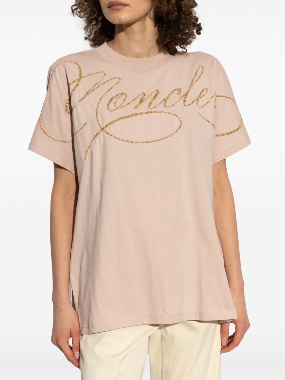 embroidered cursive-logo T-shirt - 3