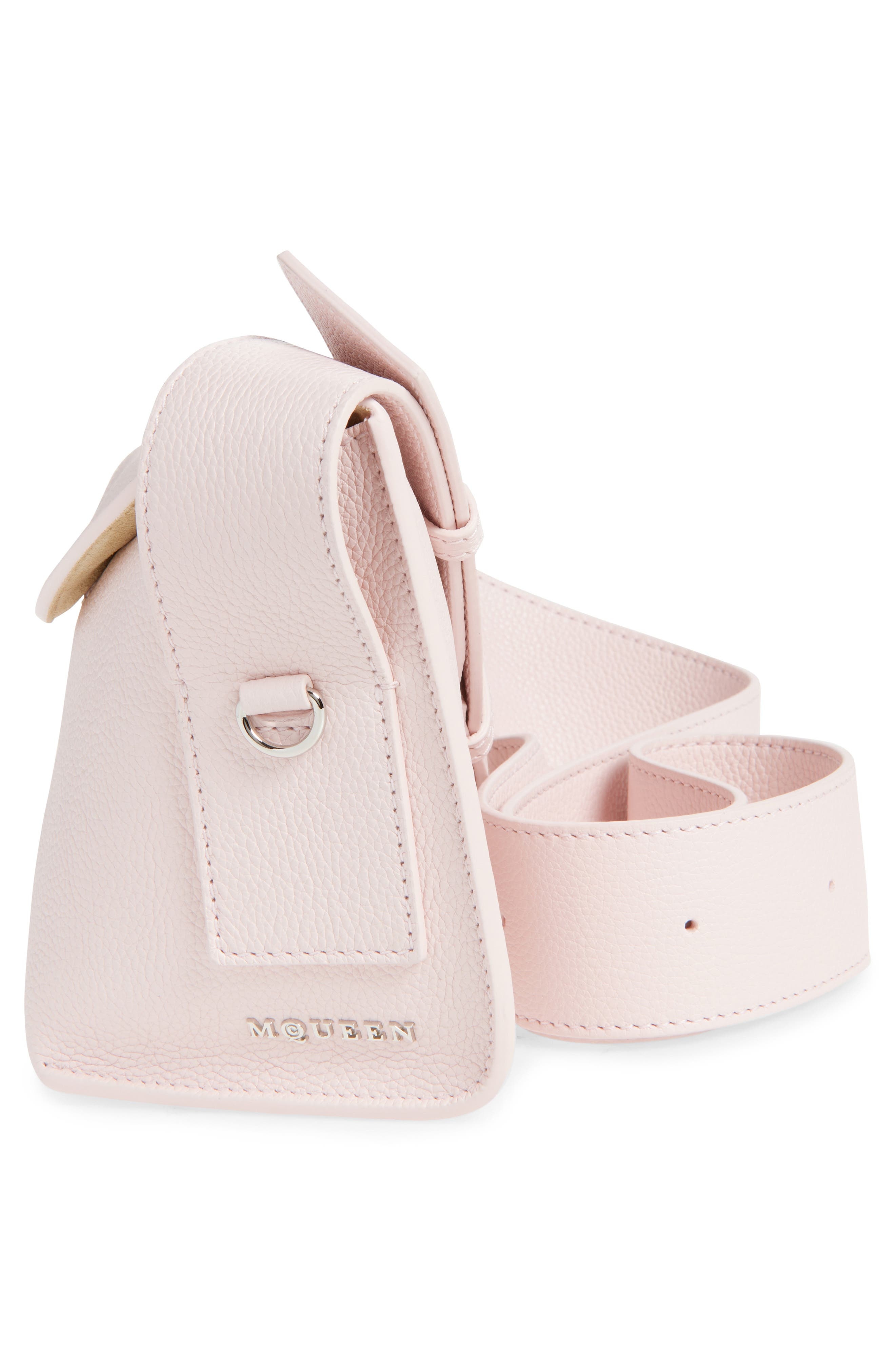 McQueen T-Bar Sling Asymmetric Leather Crossbody Bag in Rose/Silver at Nordstrom - 4