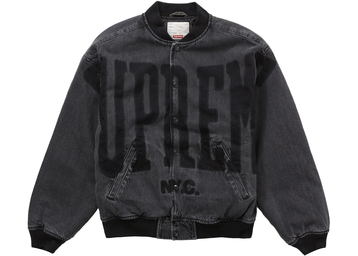 Supreme Washed Knockout Denim Varsity Jacket Washed Black - 1