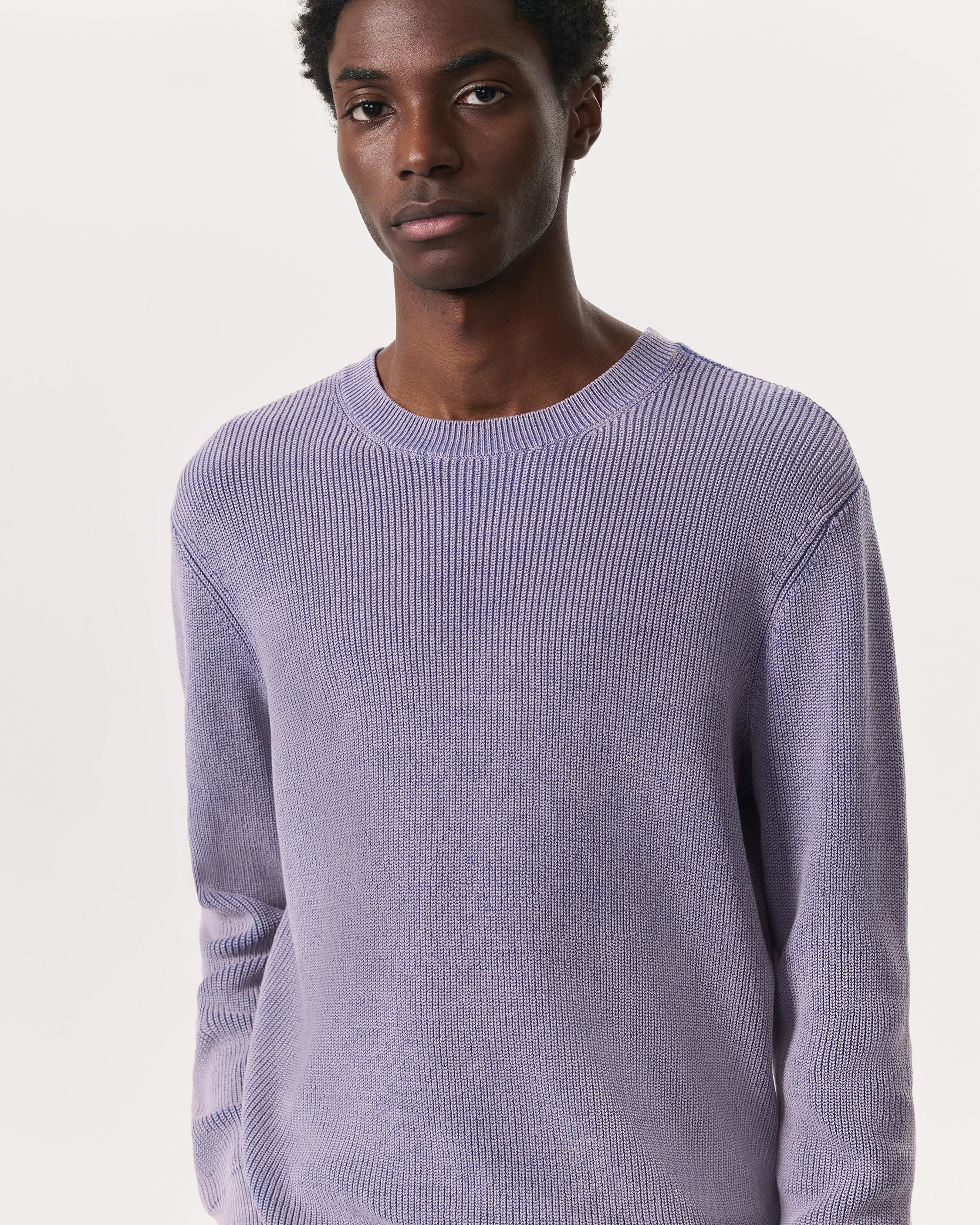 Acid-Wash Cotton-Blend Crewneck Sweater - 3