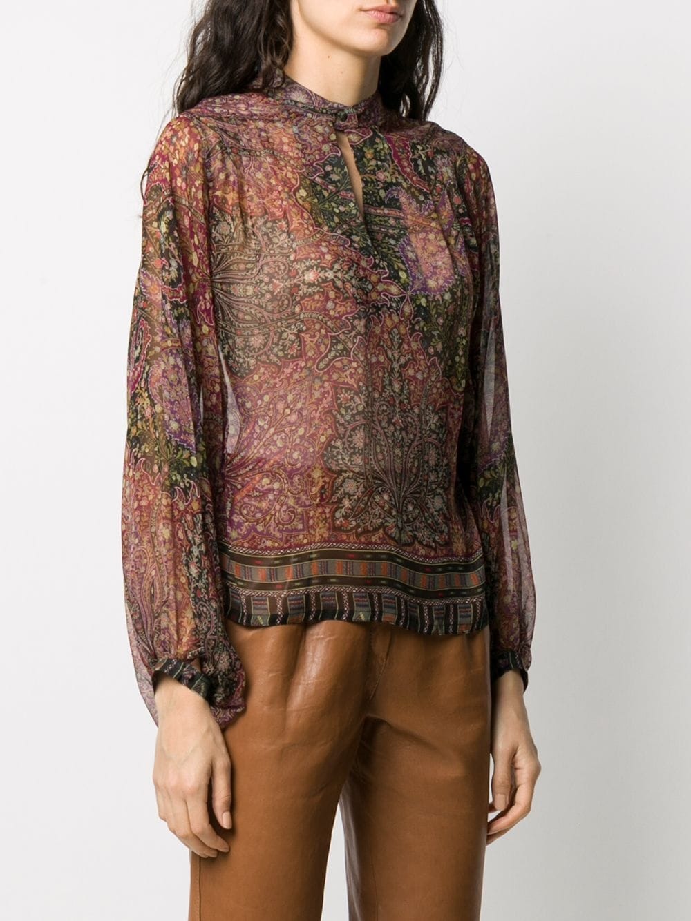 mandarin collar paisley print blouse - 3