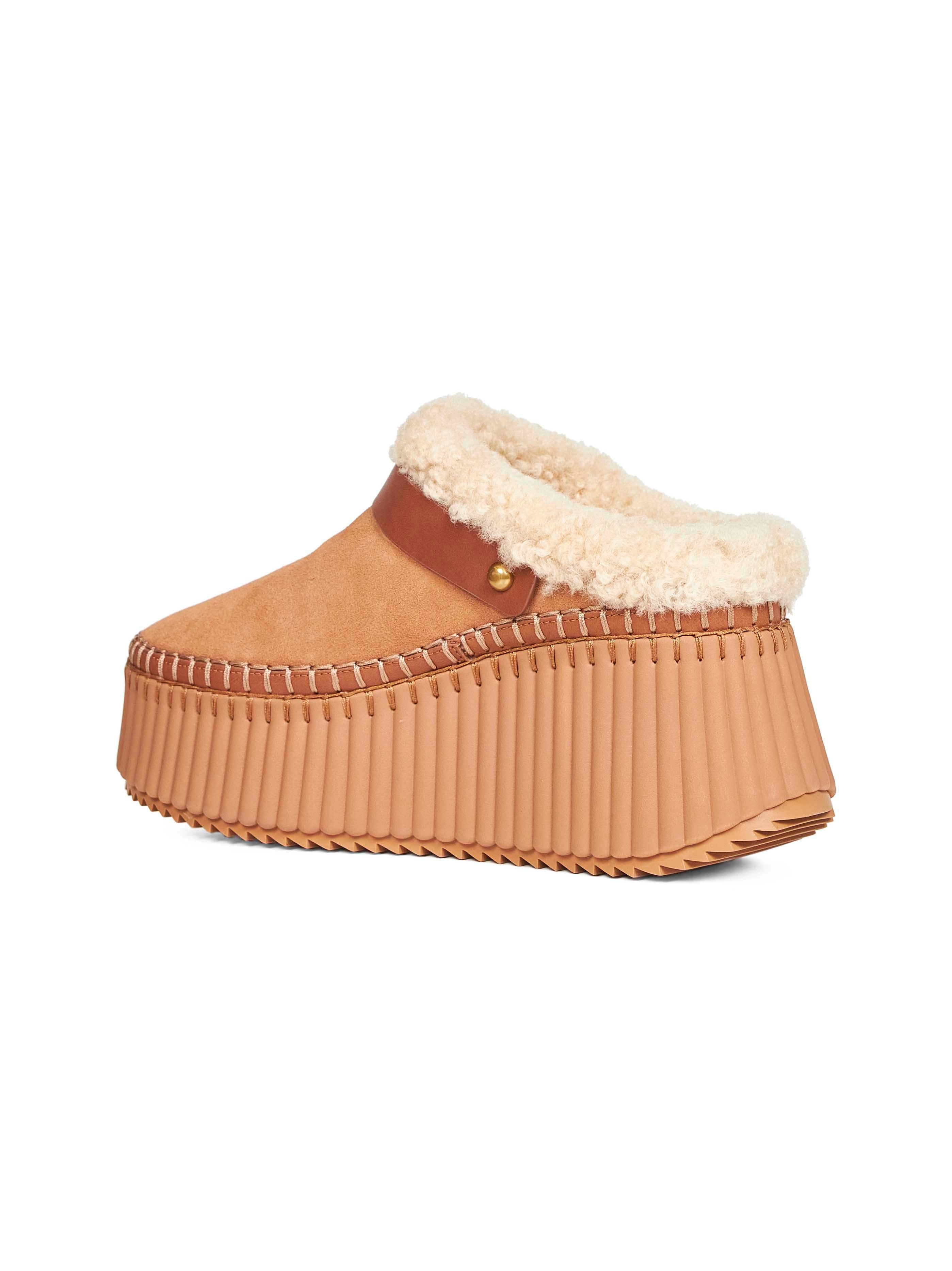 Pottery brown Nama wedge mules - 3