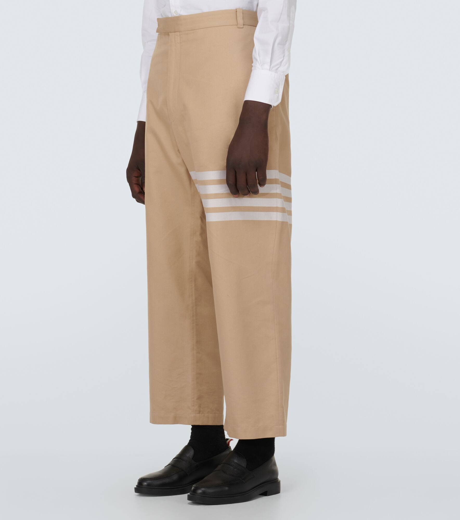 4-Bar cropped cotton straight pants - 3