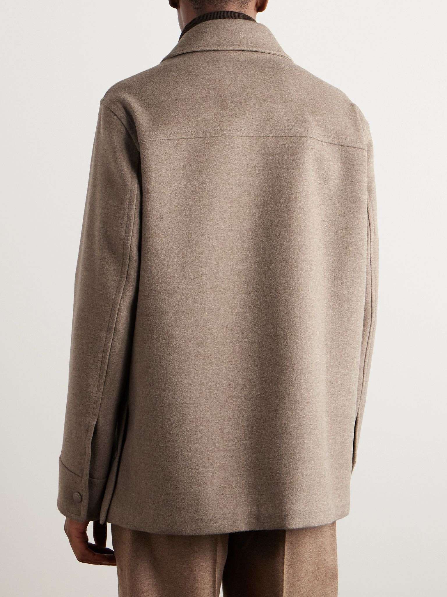 Darcy PECORA NERA® Wool-Felt Overshirt Beige - 3