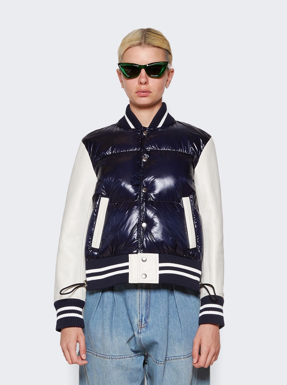 Padded Blouson Jacket Navy And Off White - 7