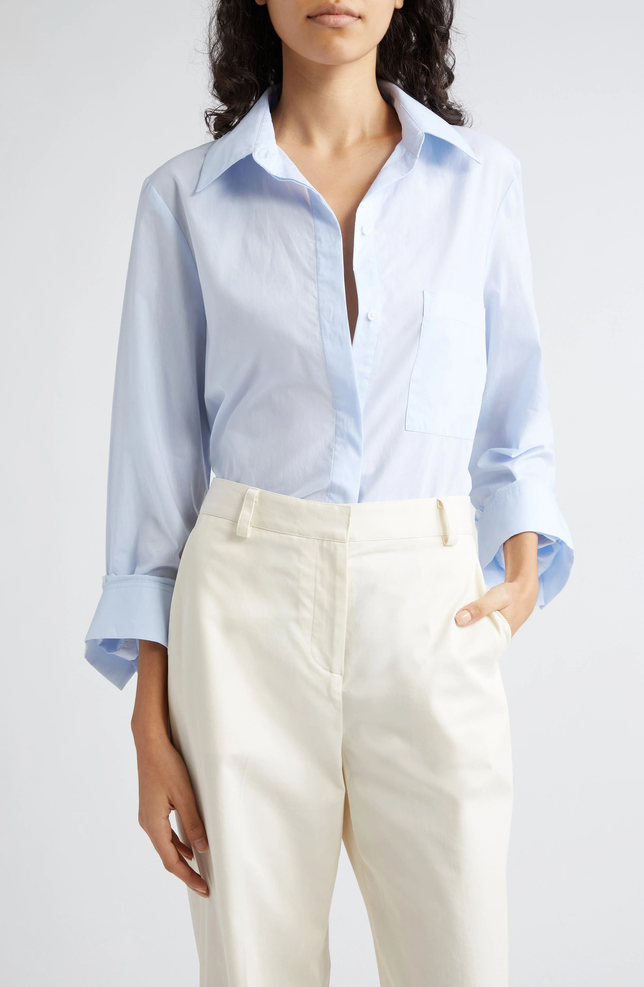 TWP Boyfriend Button-Up Shirt in Baby Blue at Nordstrom - 1
