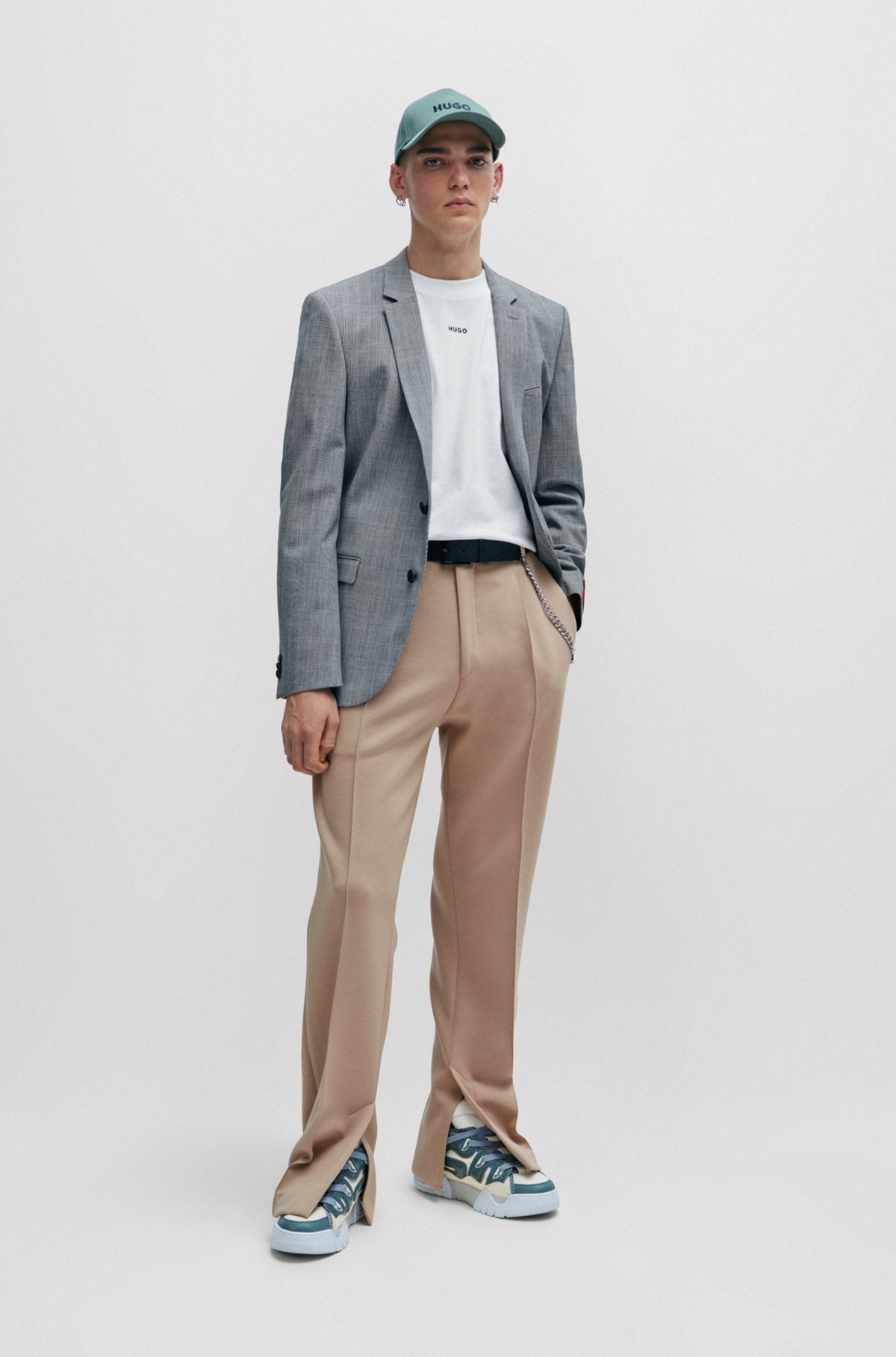 EXTRA-SLIM-FIT JACKET IN CHECKED SUPER-FLEX FABRIC - 3