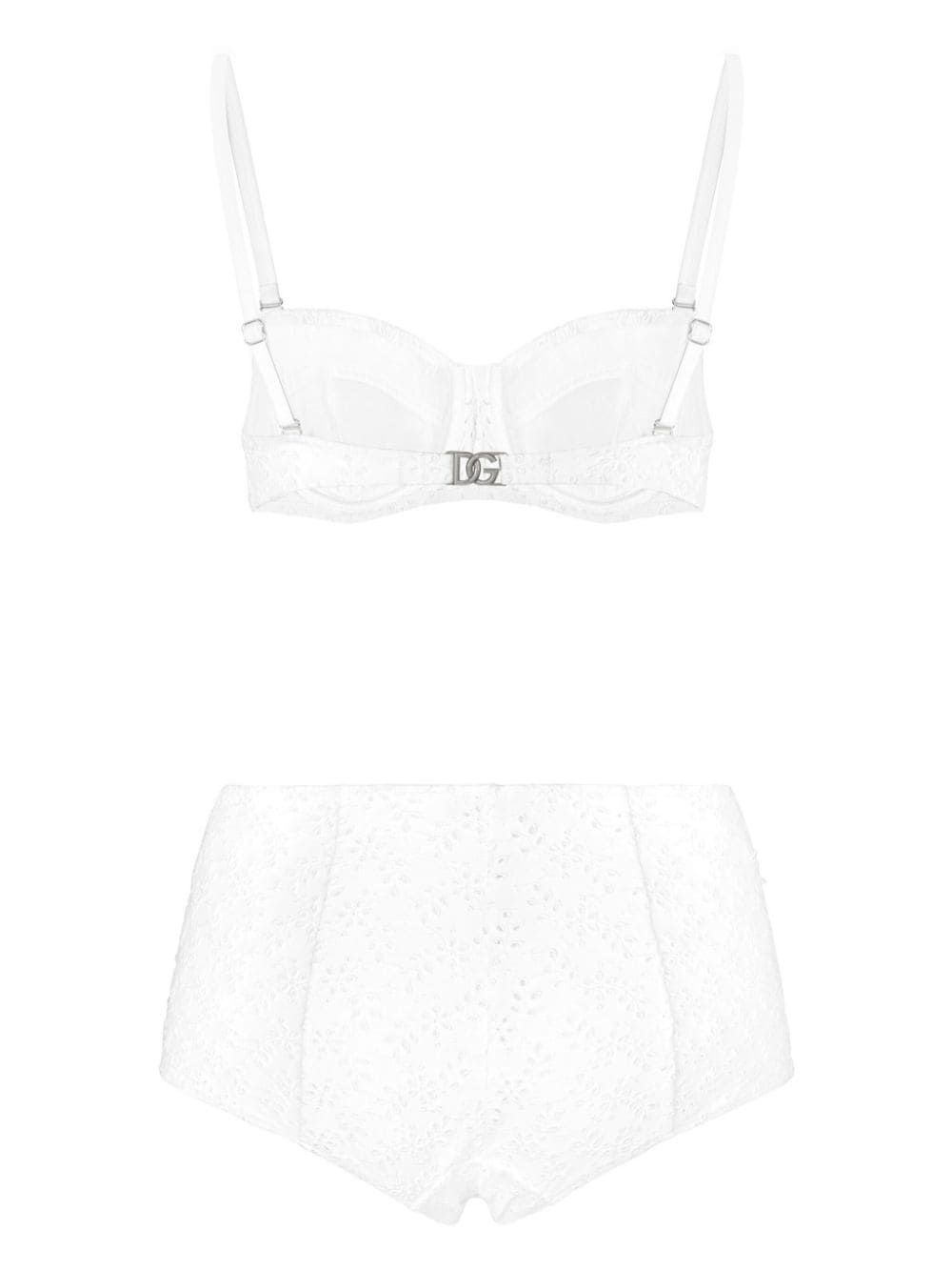 Broderie anglaise high waisted bikini - 2