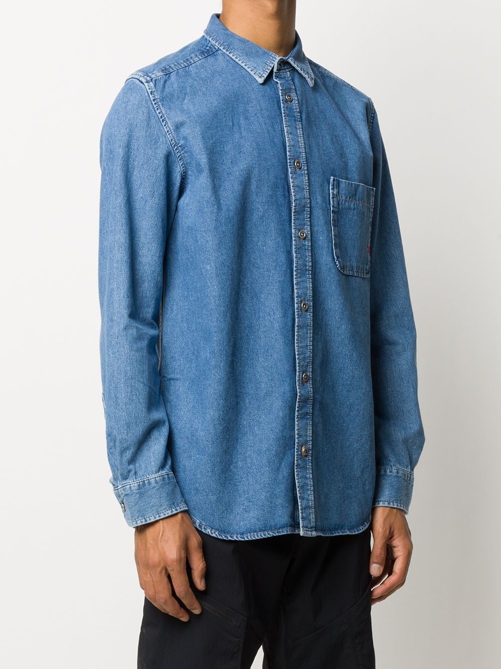 logo-embroidered denim shirt - 3