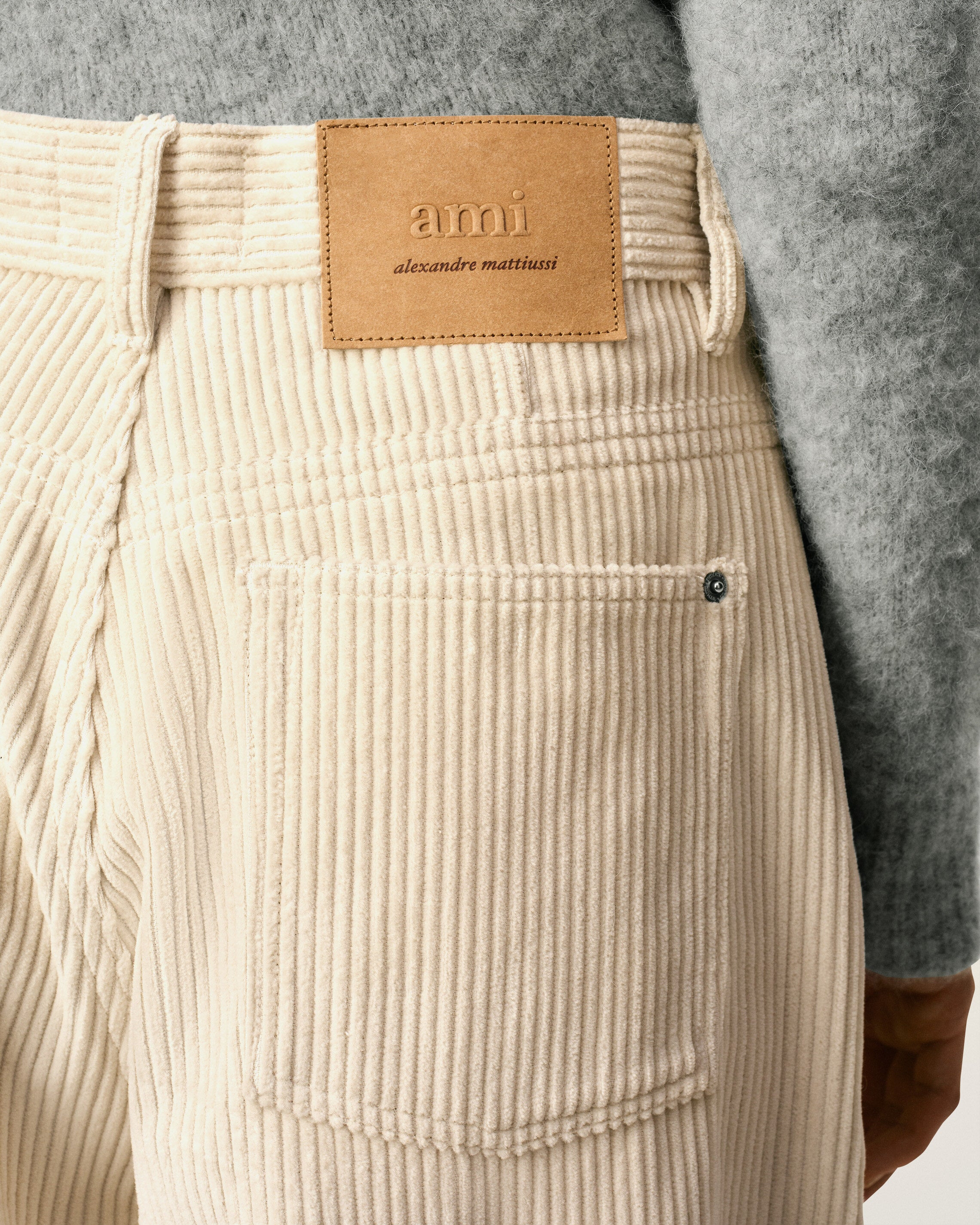 WHITE COTTON LARGE FIT TROUSERS - 5