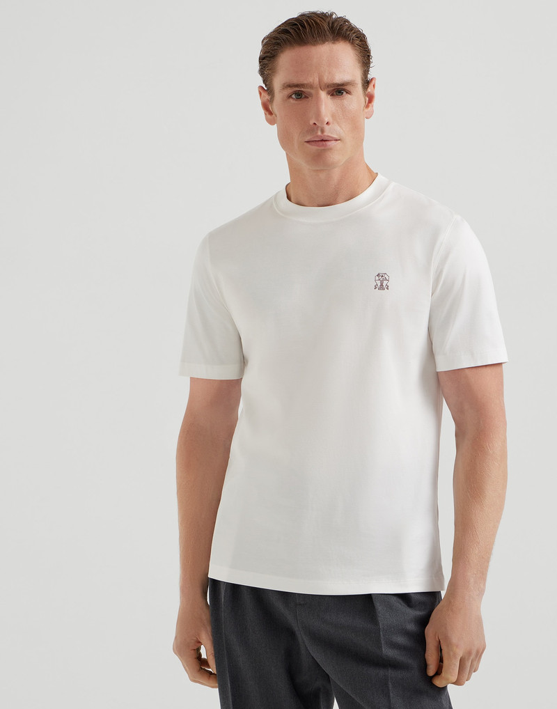 Cotton jersey crew neck T-shirt with logo 1
