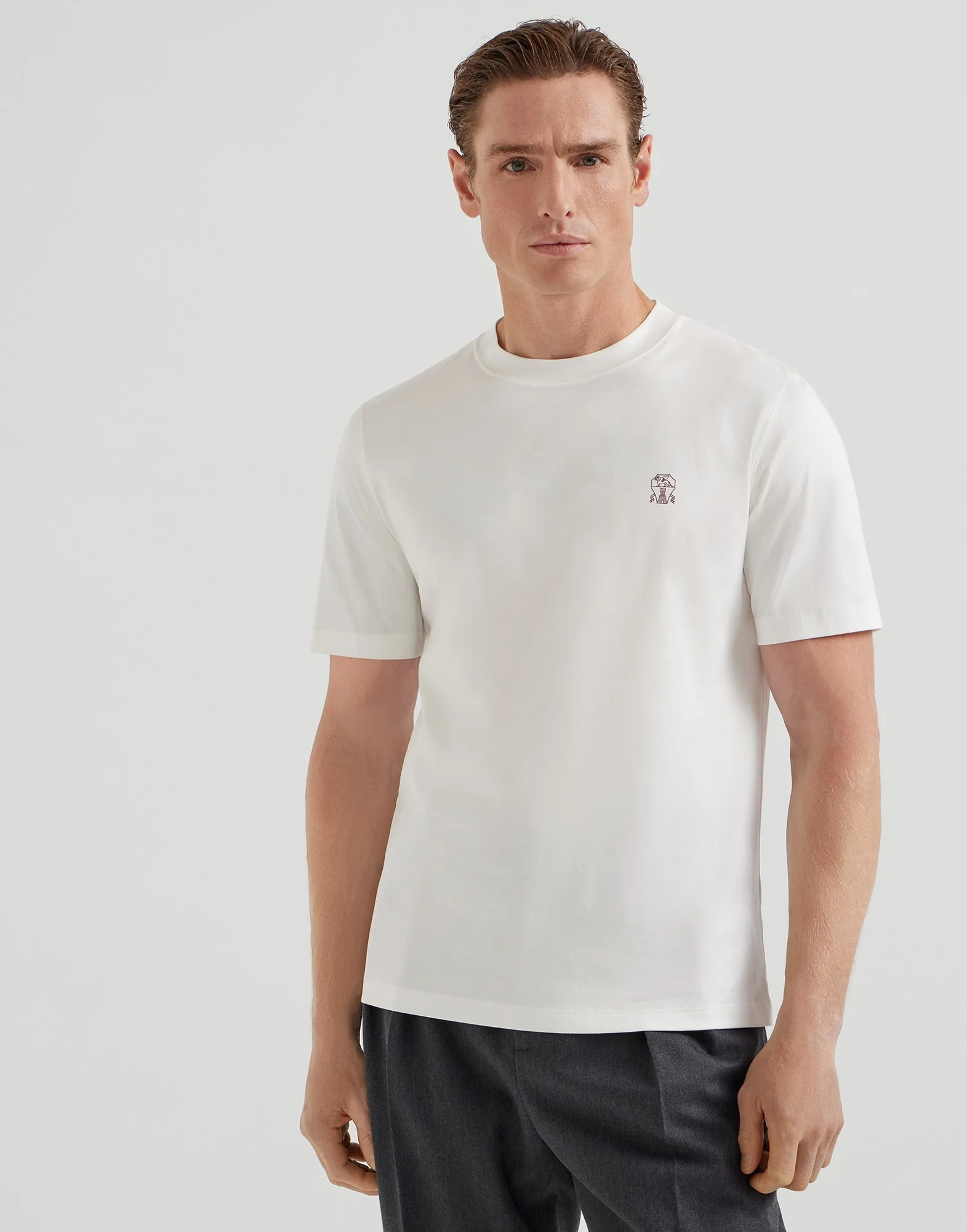 Cotton jersey crew neck T-shirt with logo - 1