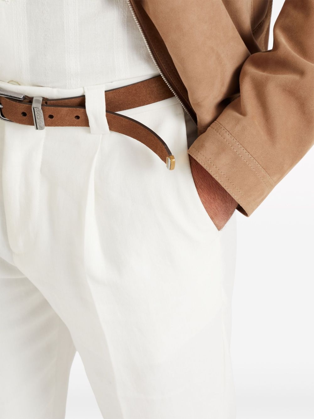 buckle-fastening leather belt - 4