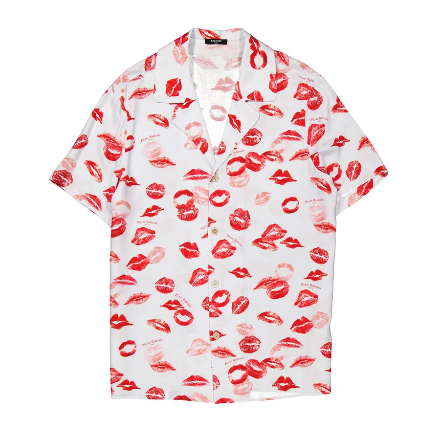 Balmain Twill Pyjama Shirt With Kiss Print - 1