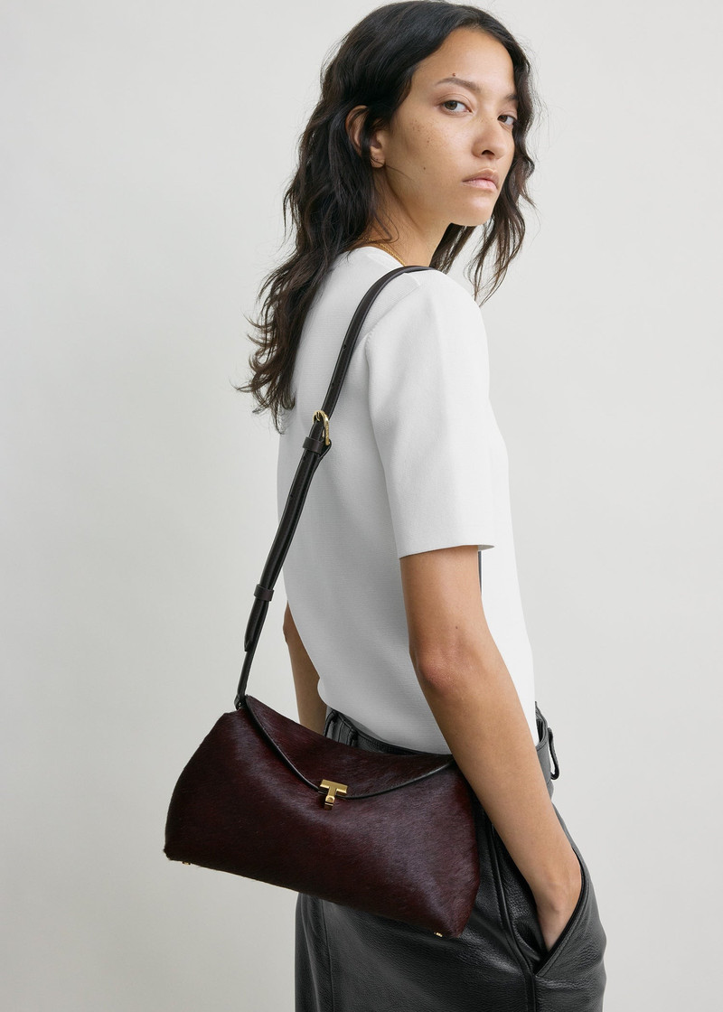 T-lock pony hair clutch wine 3