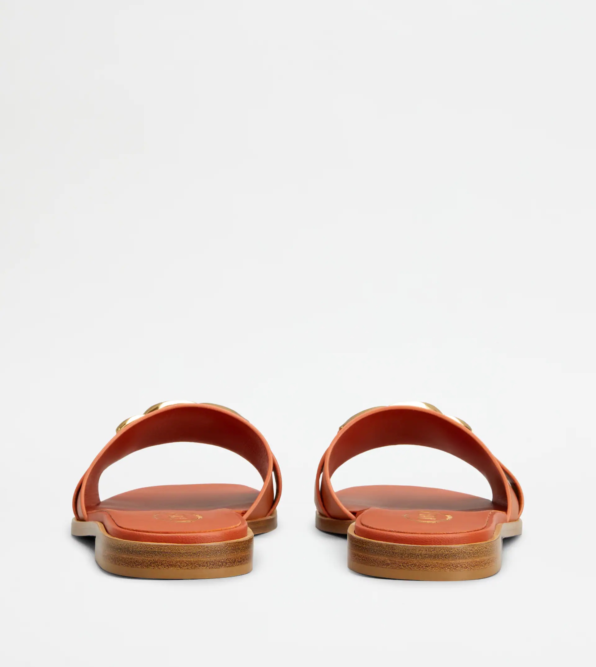 SANDALS IN LEATHER - ORANGE - 2