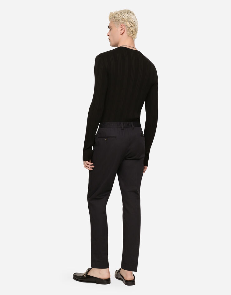 Silk and cotton granddad-neck sweater with DG patch - 4