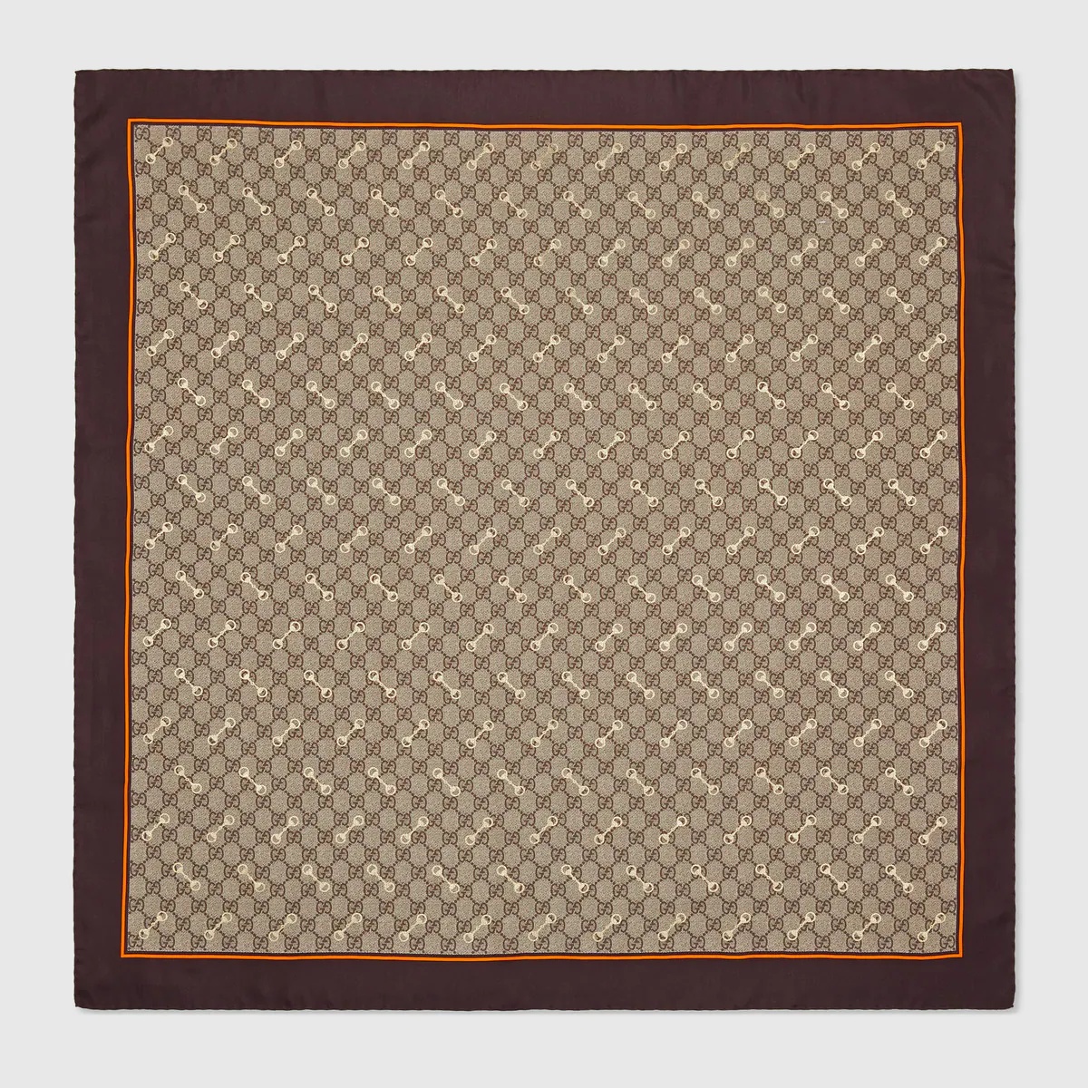 GG print with Horsebits silk scarf - 1