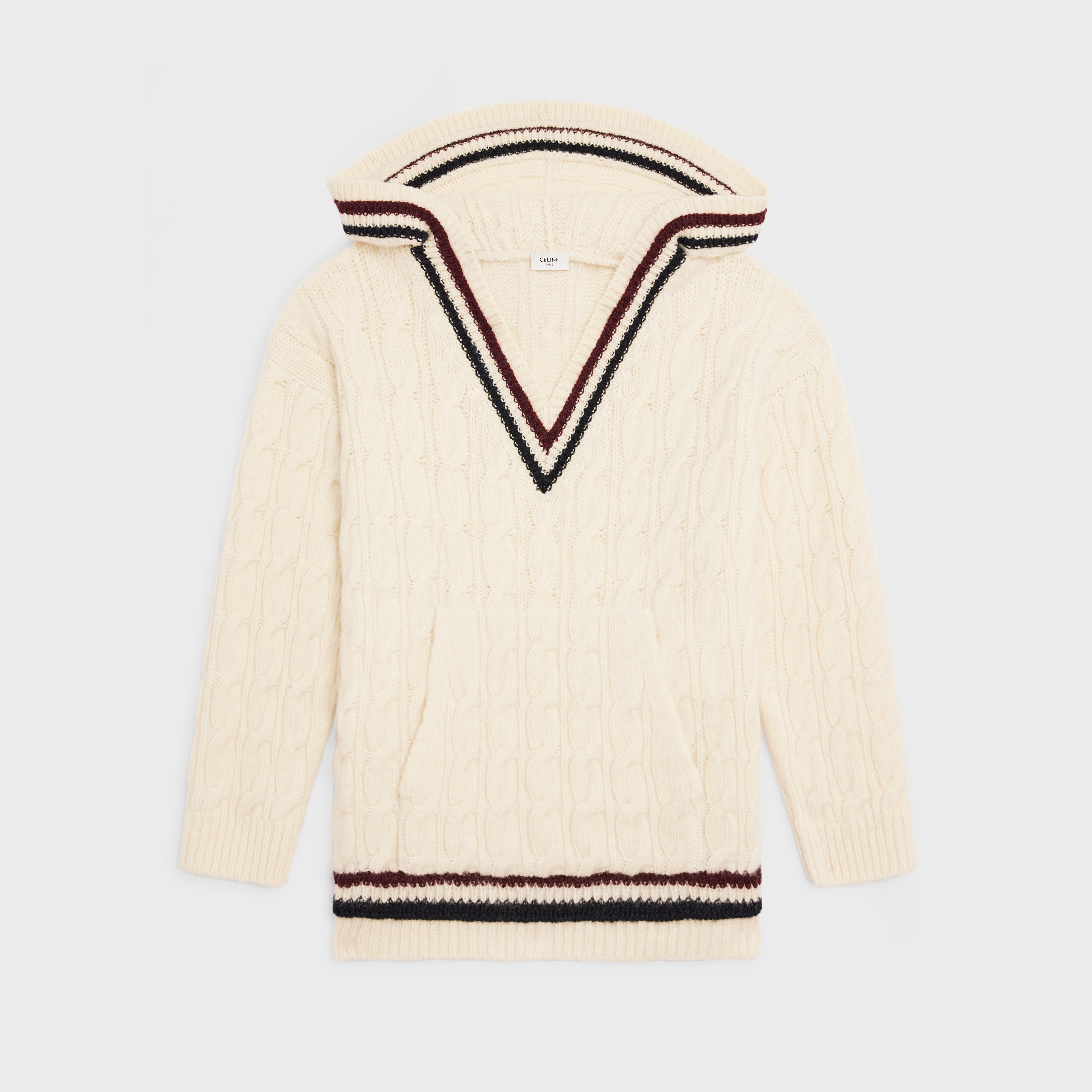 OVERSIZED ARAN WOOL HOODIE - 1