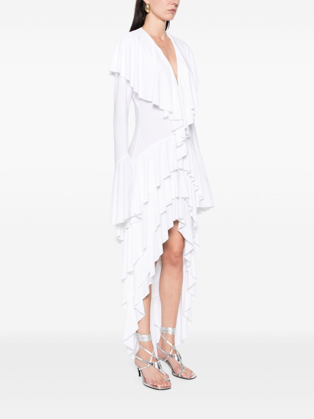 asymmetric long-sleeve dress - 3