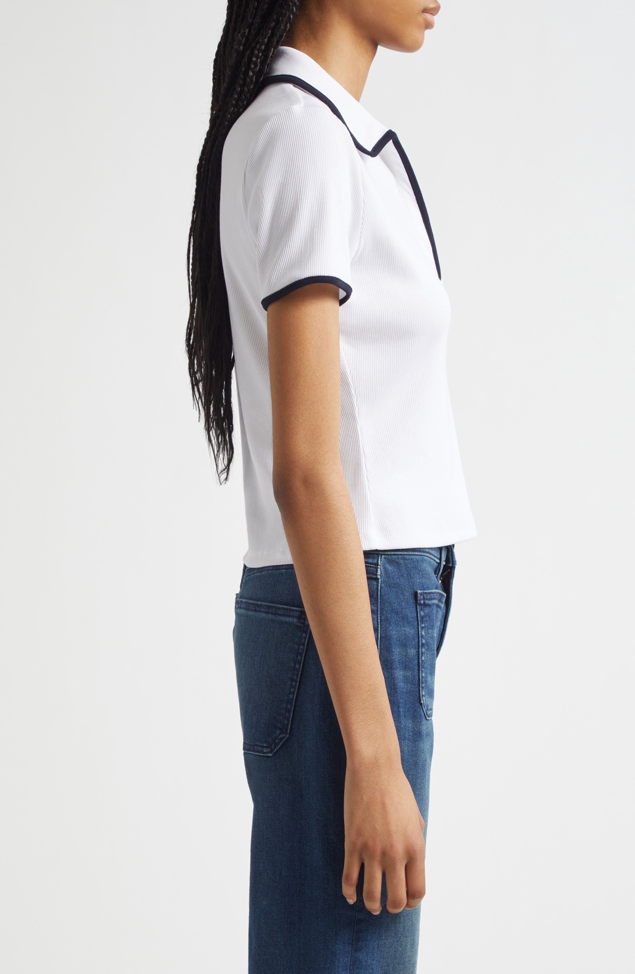 Veronica Beard Kearney Stretch Cotton Top in White at Nordstrom - 3