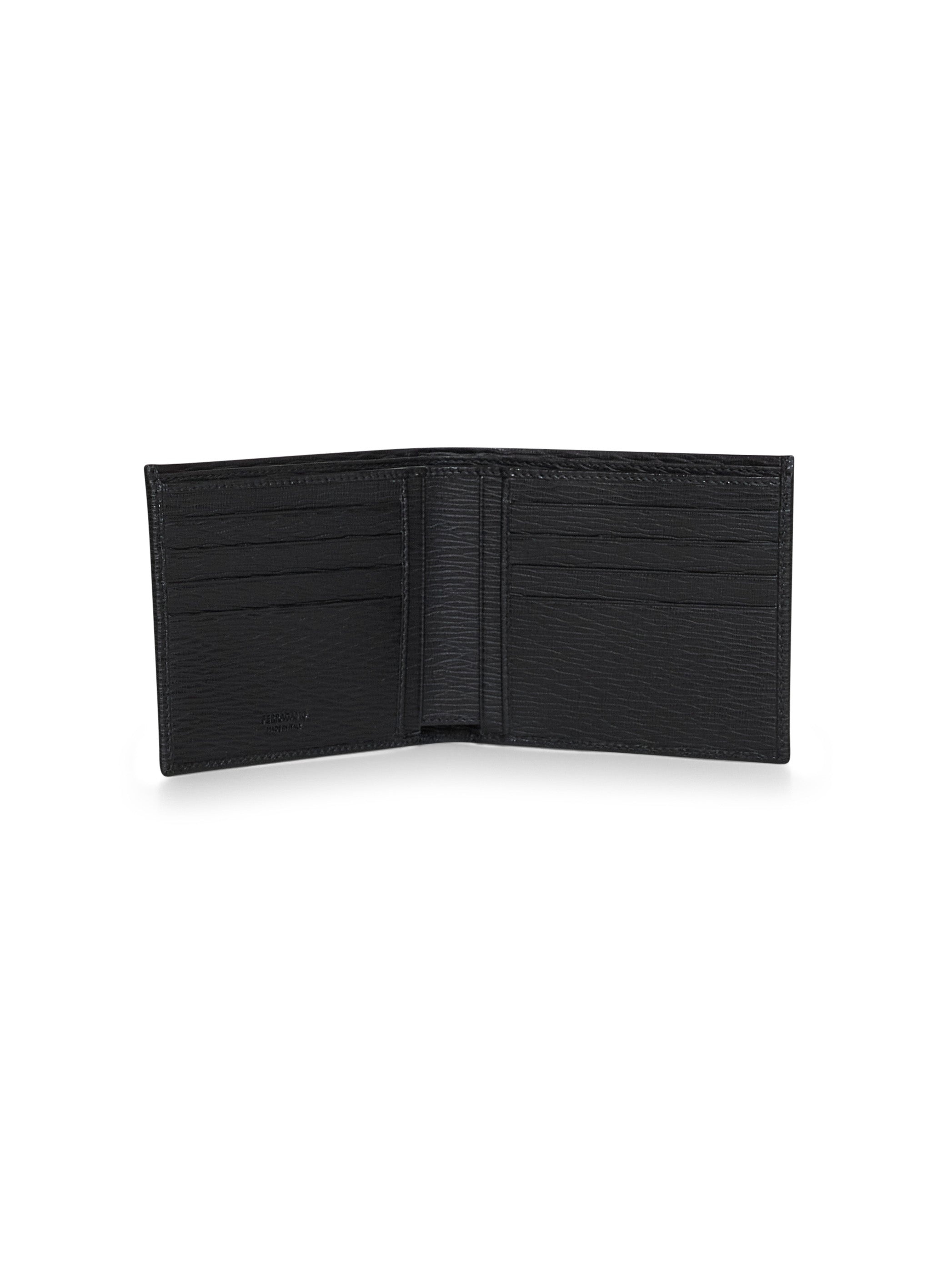 Black hammered calfskin Gancini wallet - 4