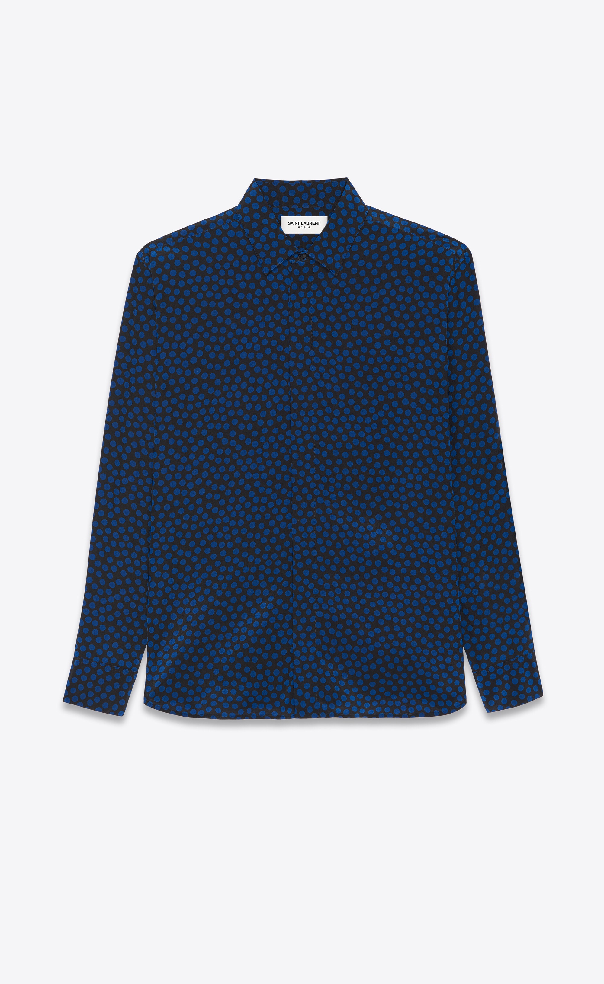 yves collar classic shirt in dotted silk - 1