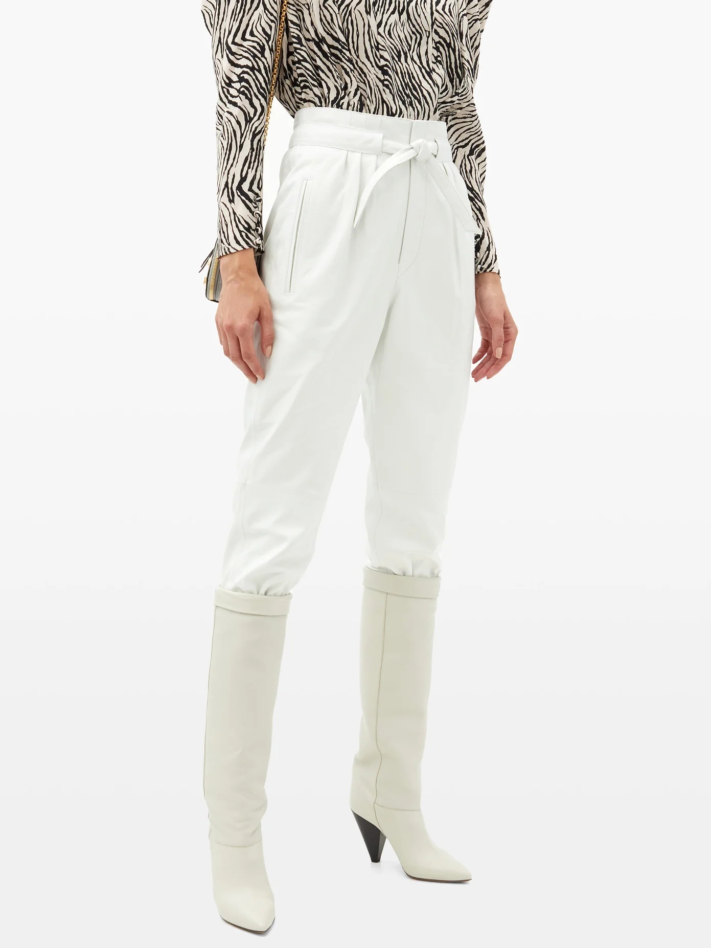 Duardo tied-ankle leather tapered trousers - 6