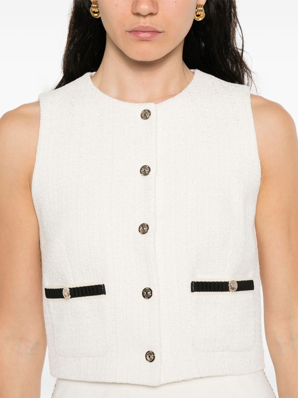 sleeveless tweed jacket - 5