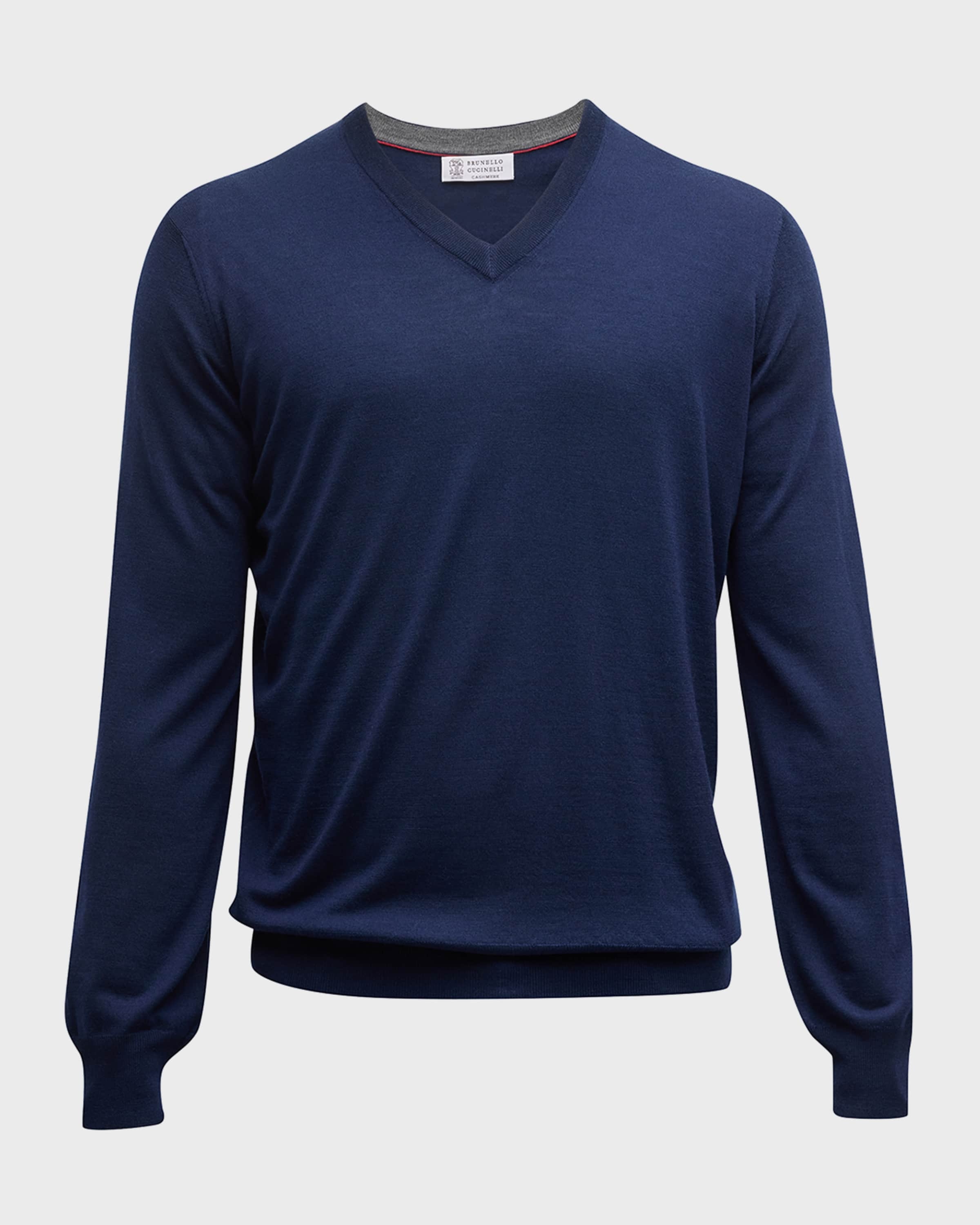 Men's Wool-Cashmere V-Neck Sweater - 1