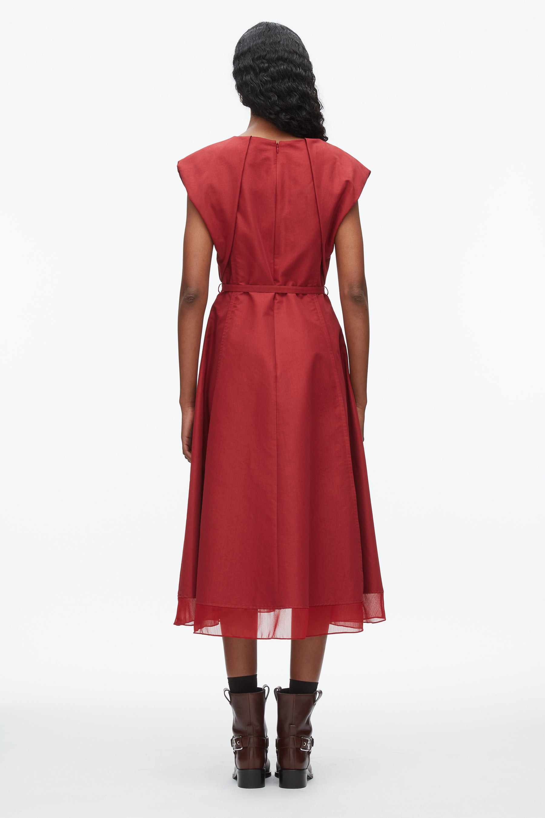 Draped Bow Dress with Belt - 4