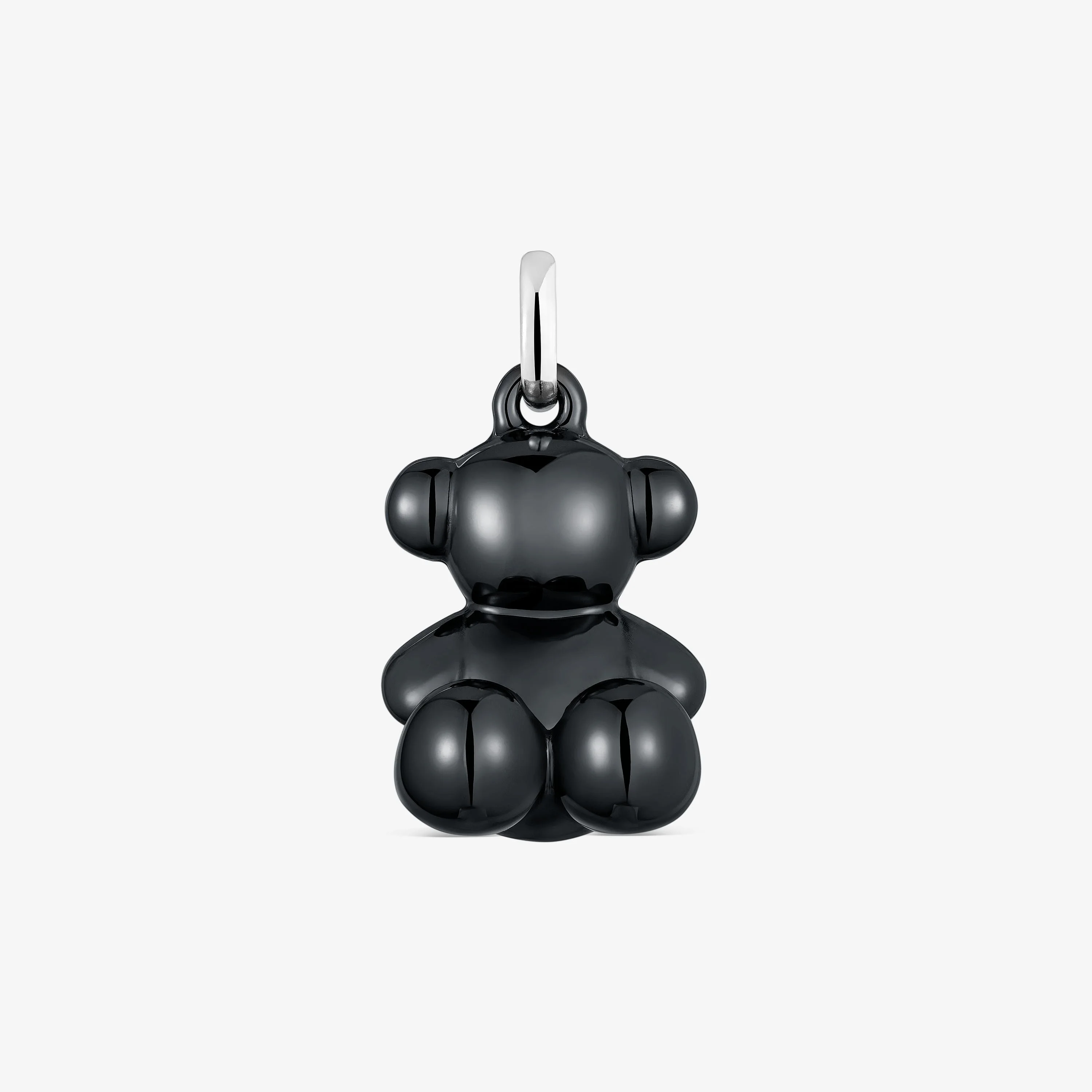 Silver and black ceramic Bear pendant Bold Bear - 1