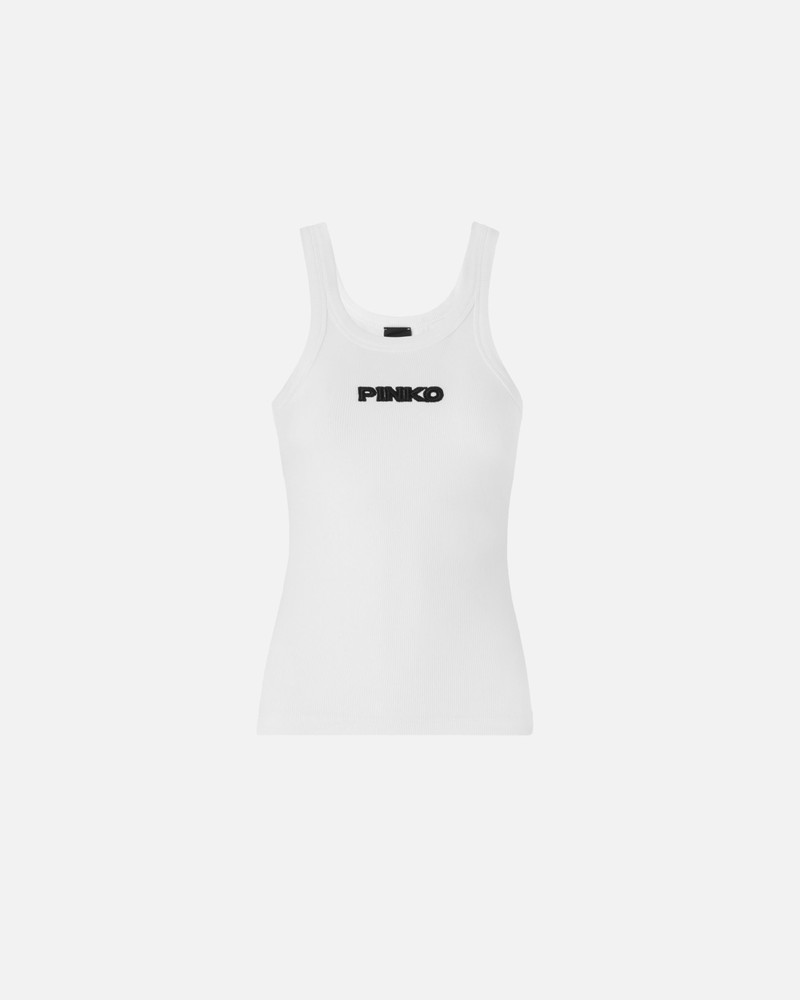 RIBBED VEST TOP WITH PINKO 3D LOGO 1