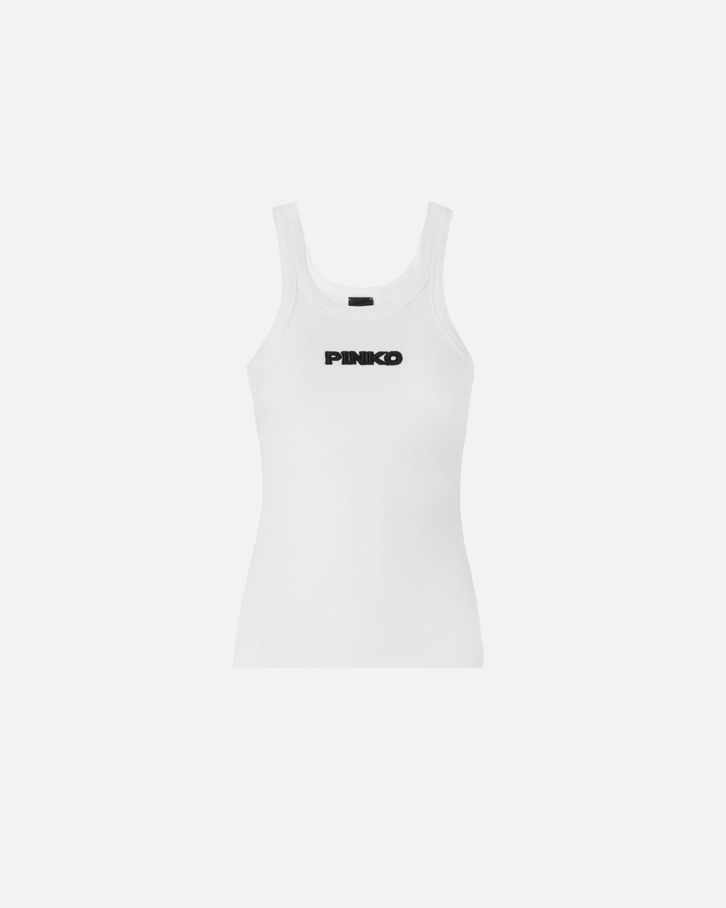 RIBBED VEST TOP WITH PINKO 3D LOGO - 1