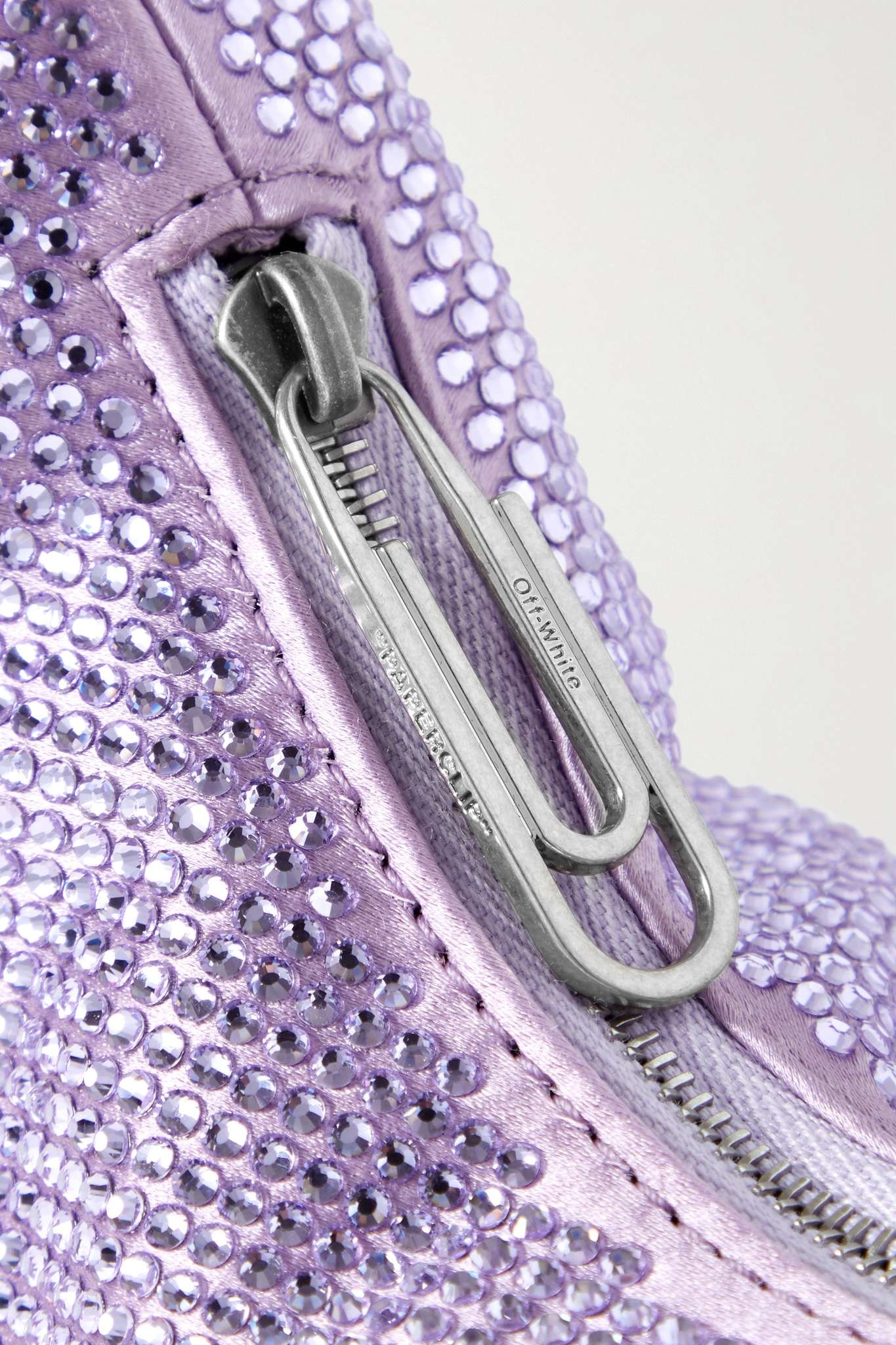 Paperclip mini crystal-embellished satin tote - 4