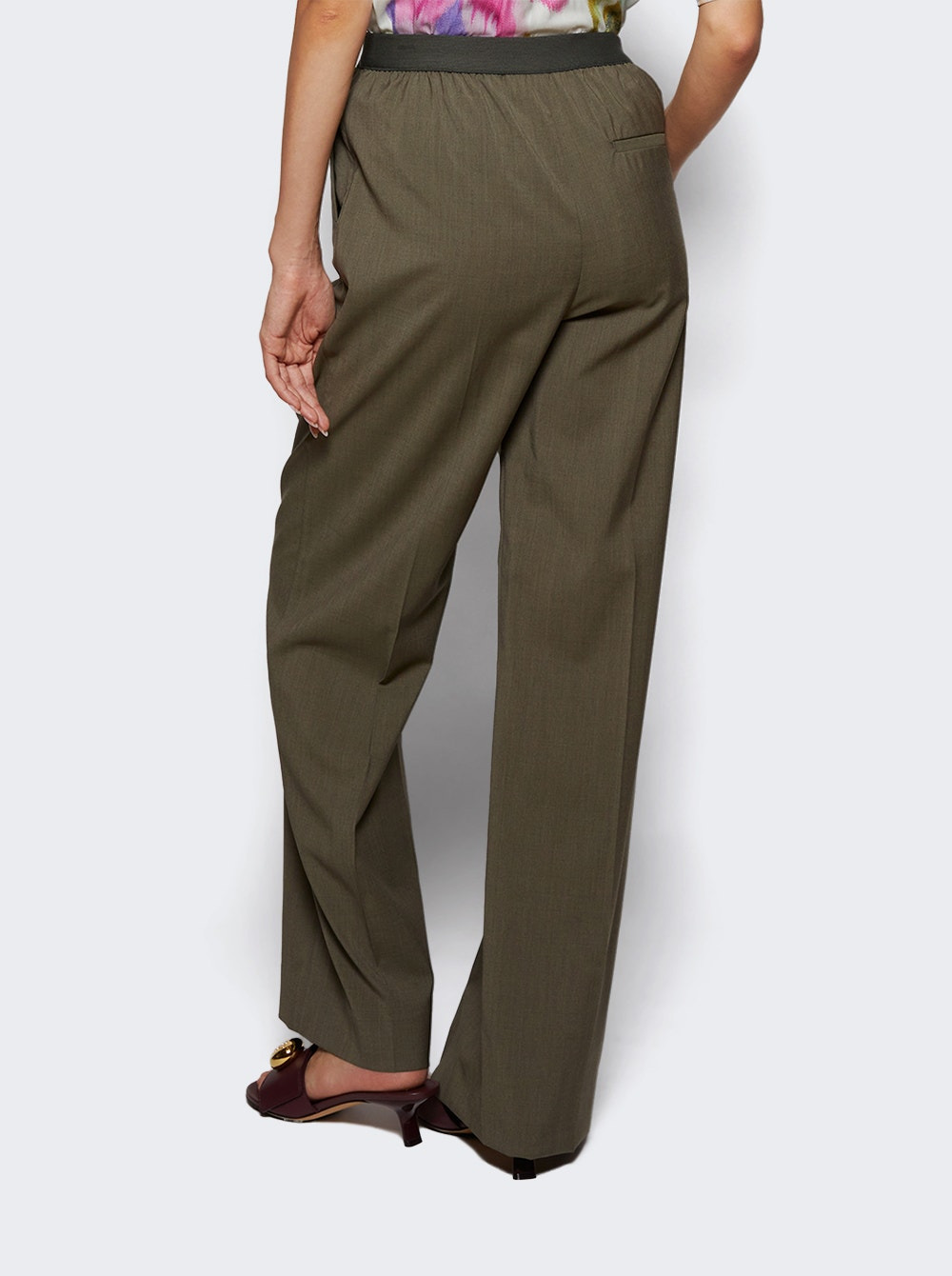 Wool Trousers Khaki Green - 4