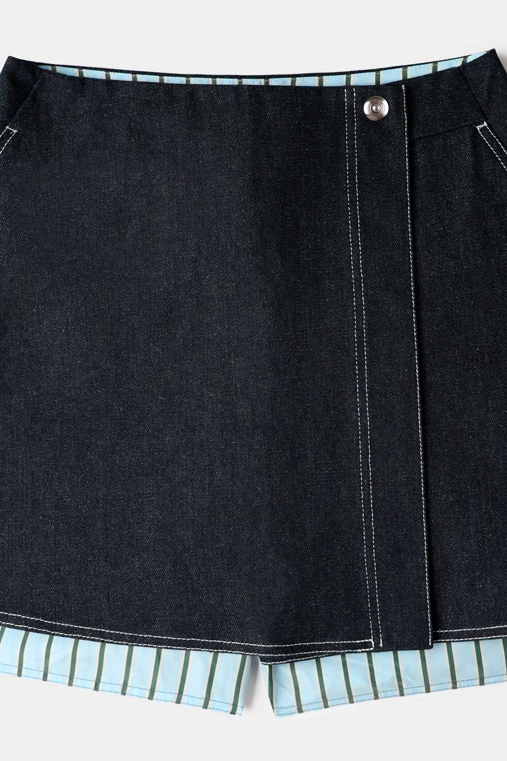 PANEL SHORT / dark denim - 3