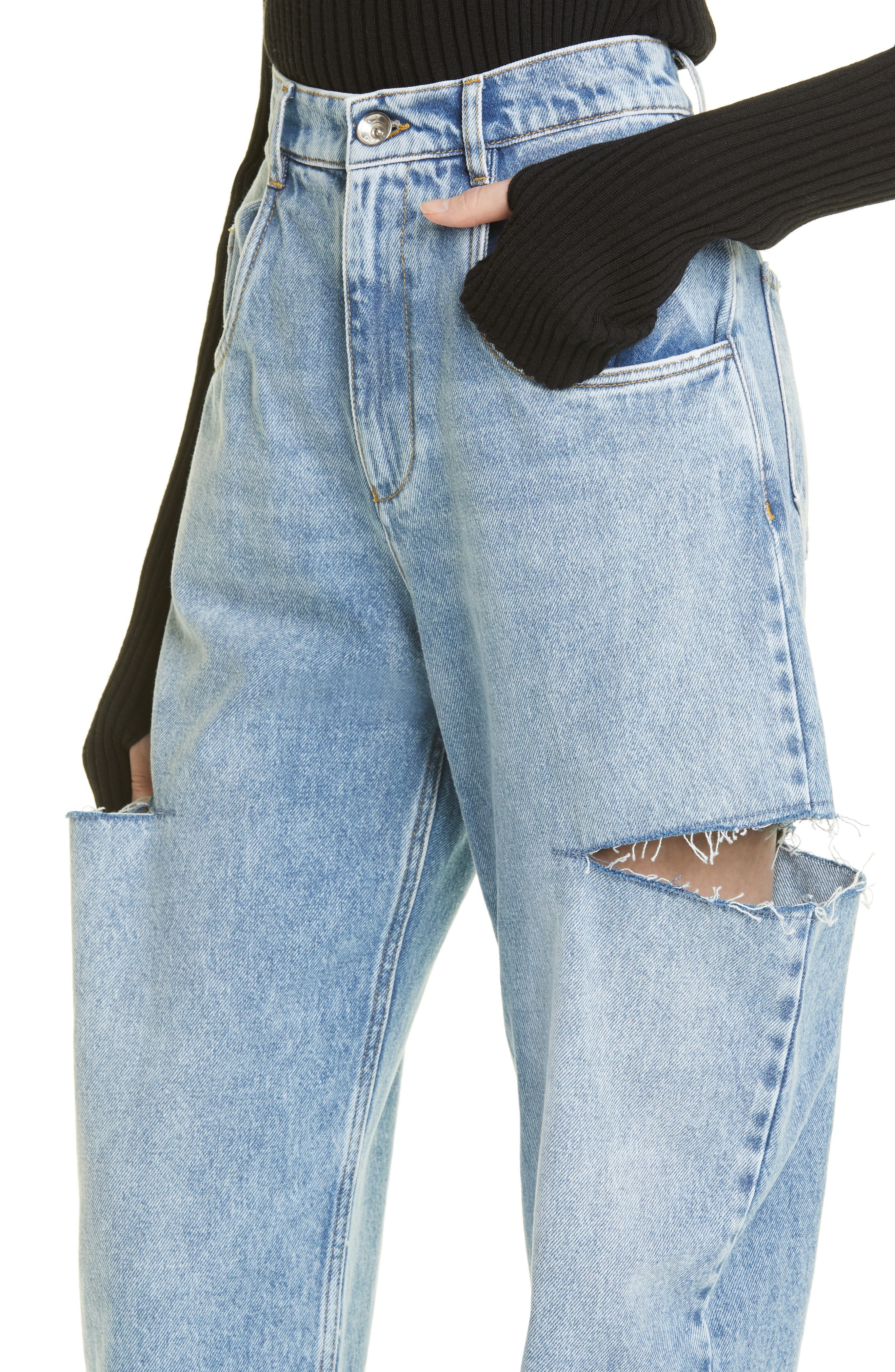 Maison Margiela Ripped Side Cutout Jeans in Denim at Nordstrom - 4