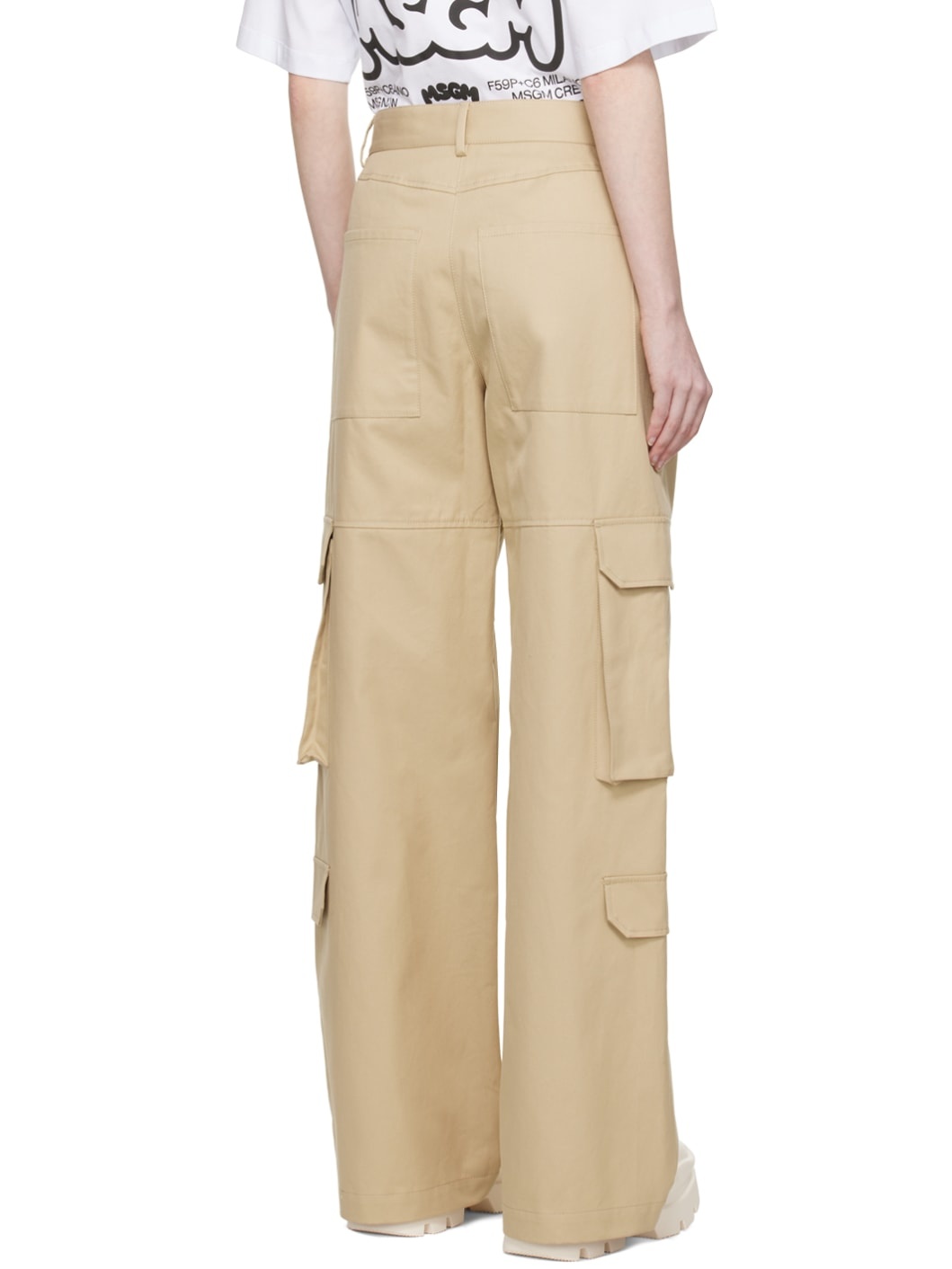 Beige Cargo Pocket Trousers - 3