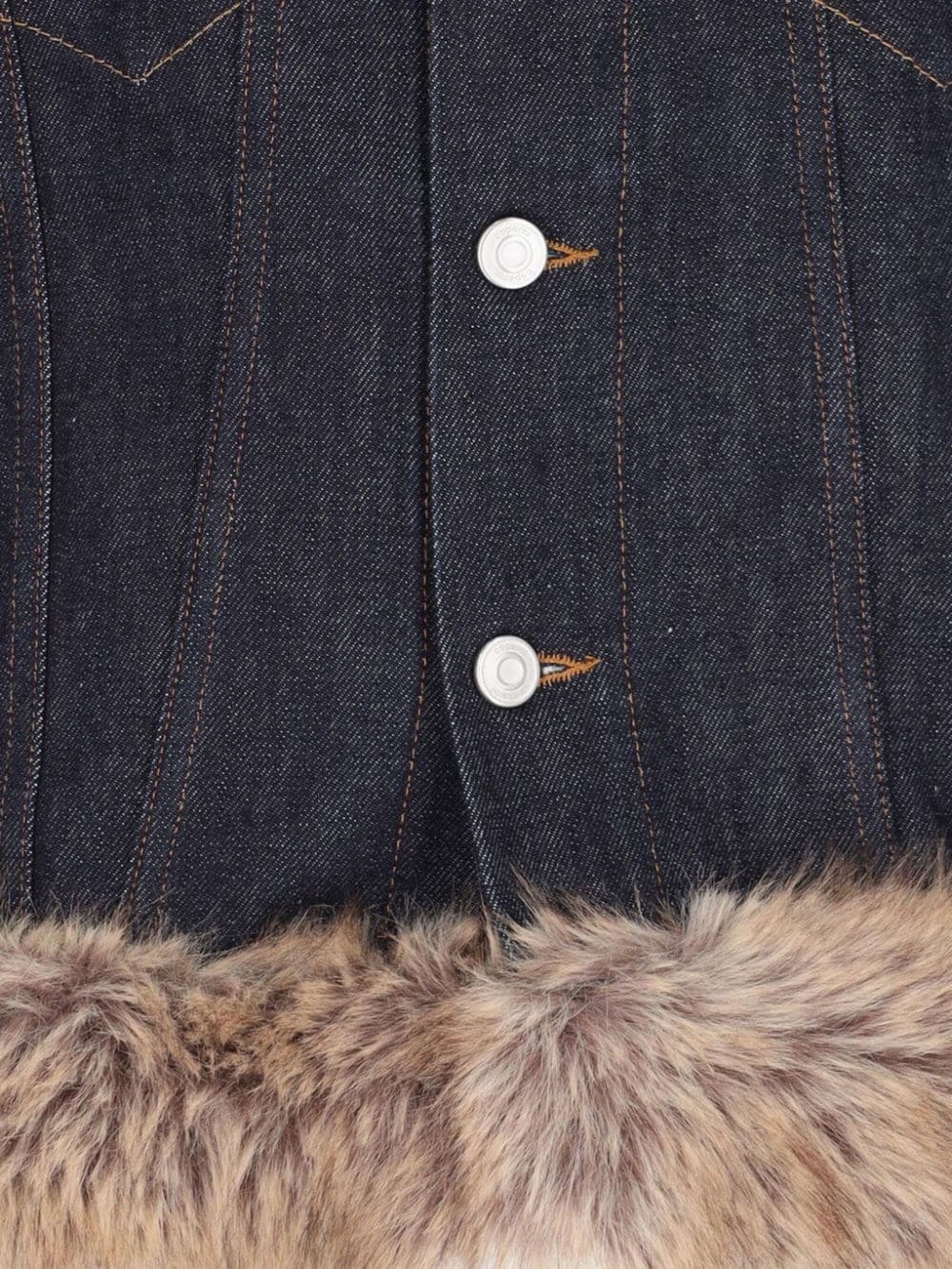 faux-fur hem denim jacket - 4