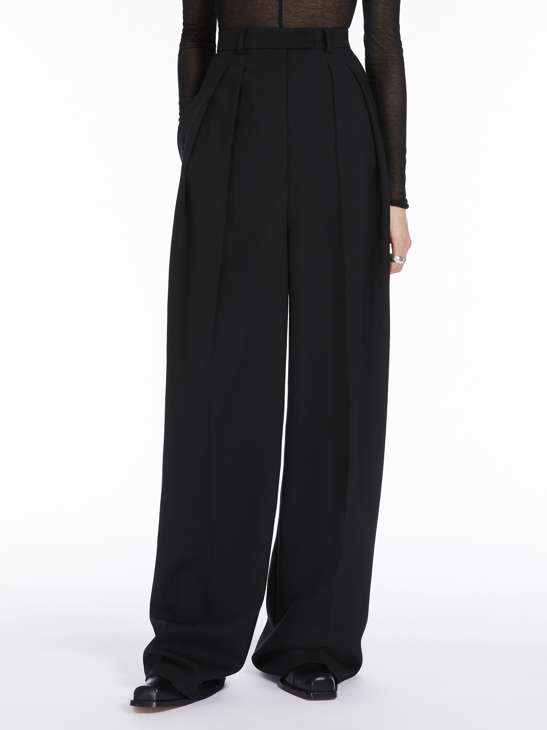Wide-fit wool-blend trousers - 3