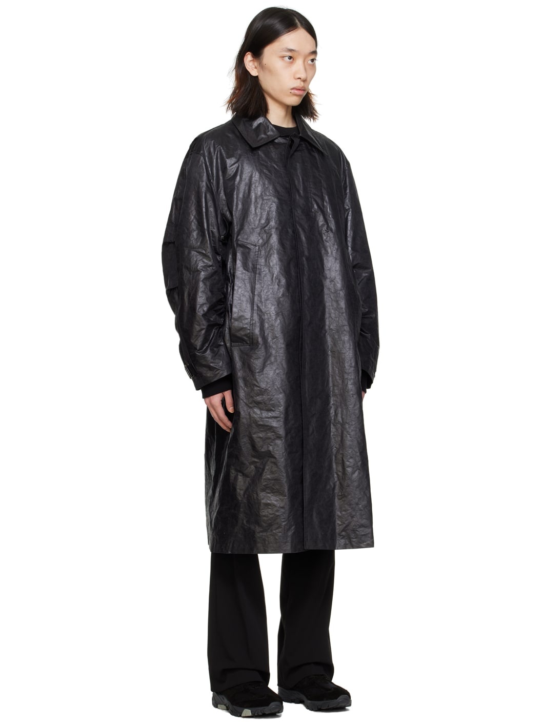 Black Crinkled Coat - 2