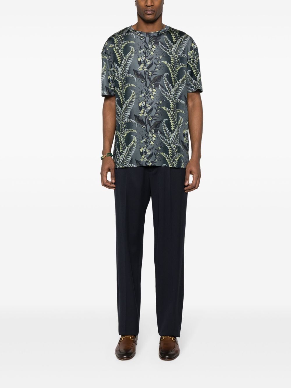 floral-print silk T-shirt - 4