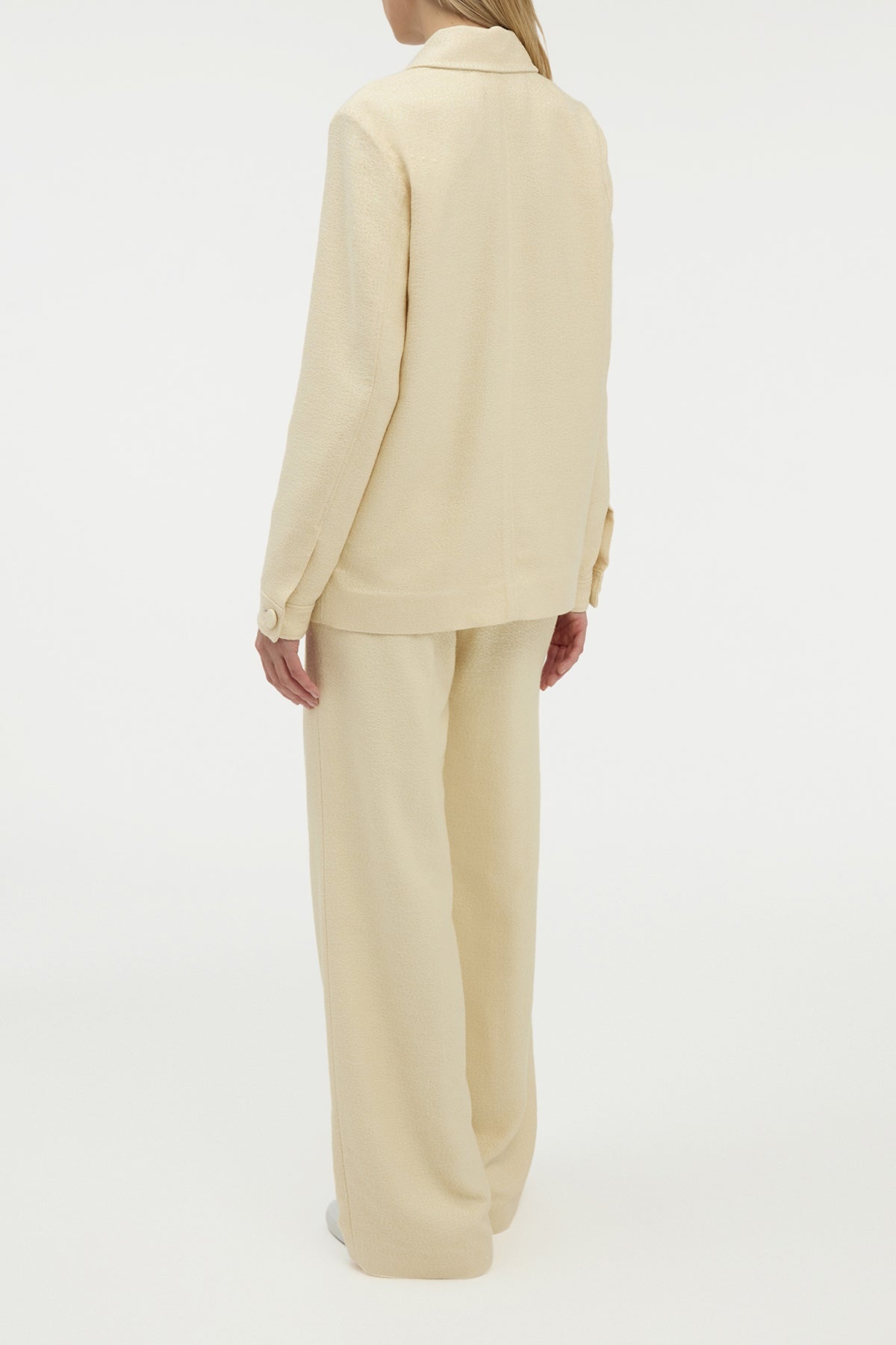Norman Wide-leg Pant in Ivory Silk Tweed - 4
