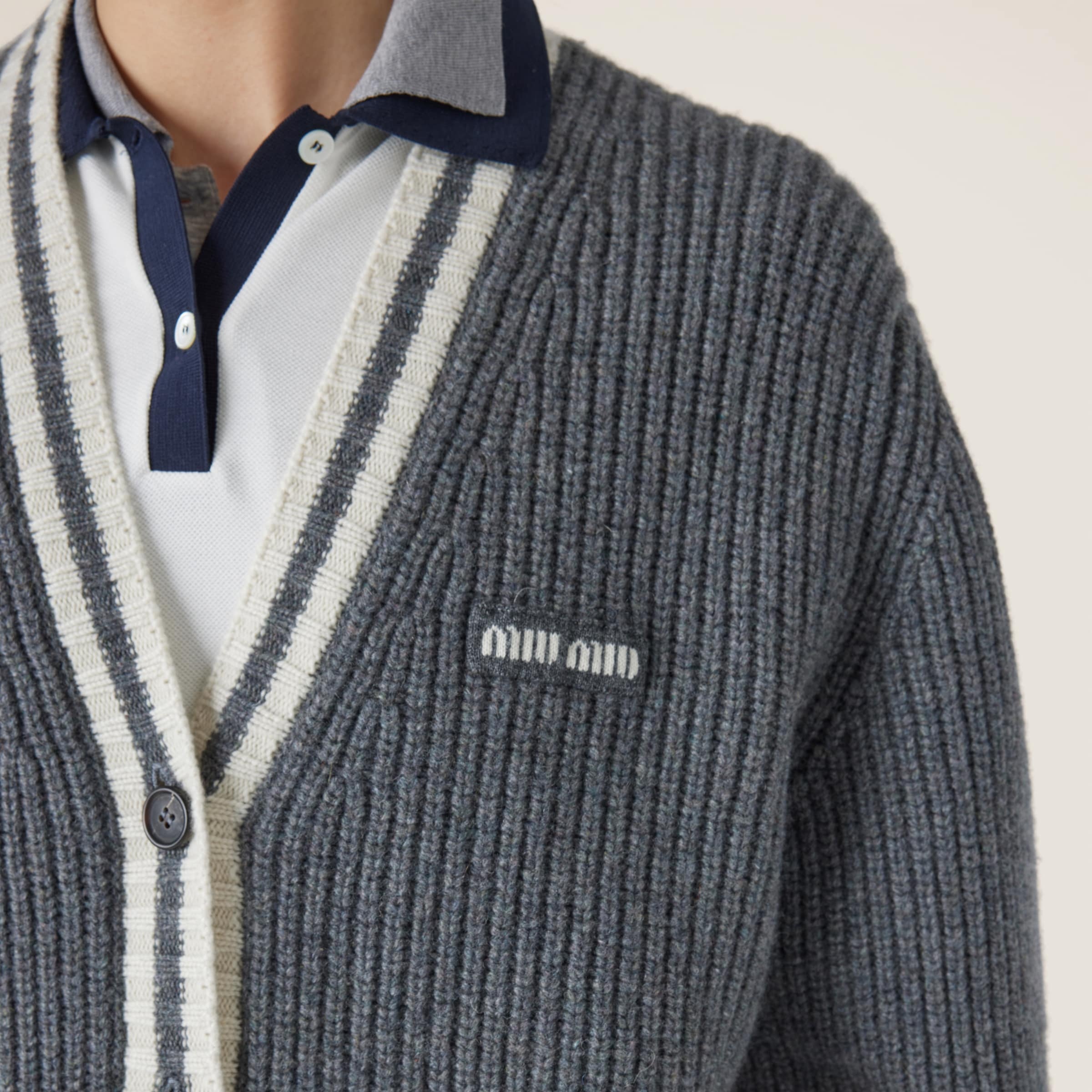 Ribbed knit wool and cashmere cardigan - 4