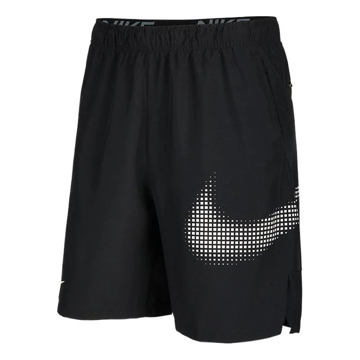 Nike DRI-FIT Logo Printing Elastic Waistband Shorts Black DX6306-010 - 1
